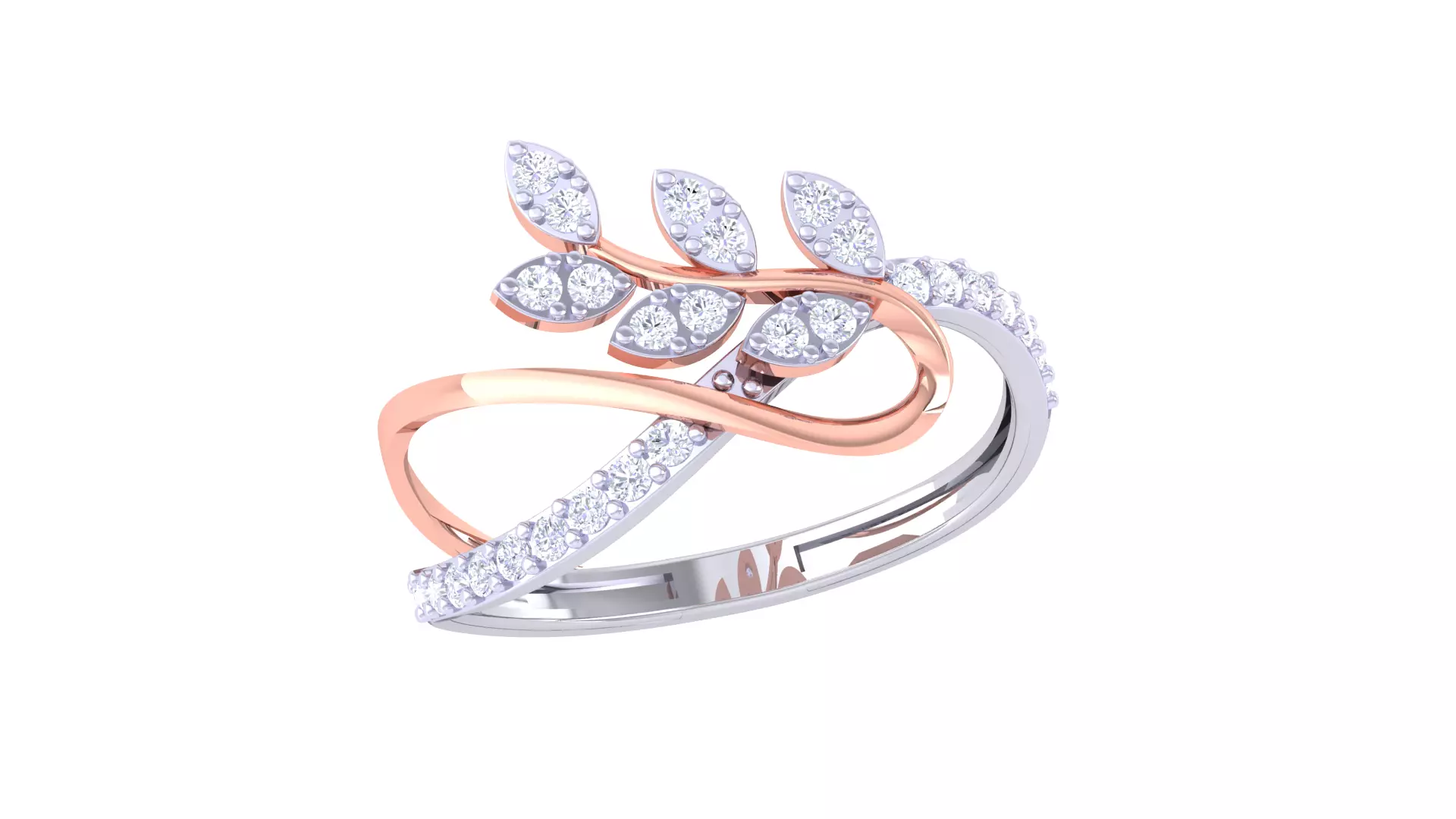 Leaf Flower Ring 3dm STL OBJ FBX Renders Details 3D print model_0