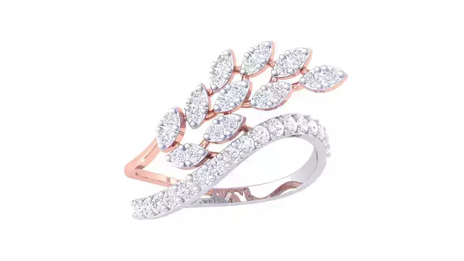 Leaf Flower Ring 3dm STL OBJ FBX Renders Details 3D print model