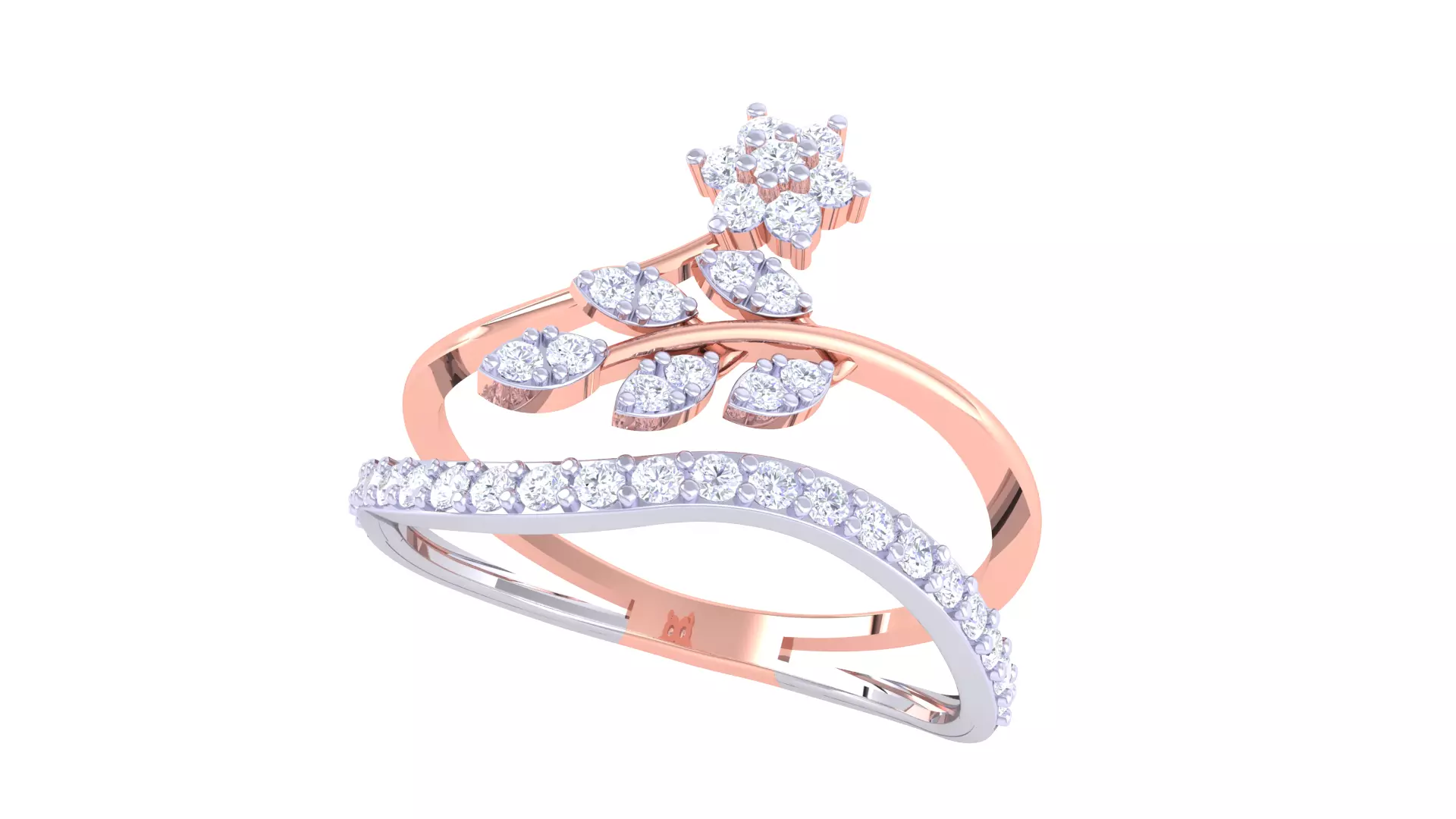 Leaf Flower Ring 3dm STL OBJ FBX Renders Details 3D print model_0