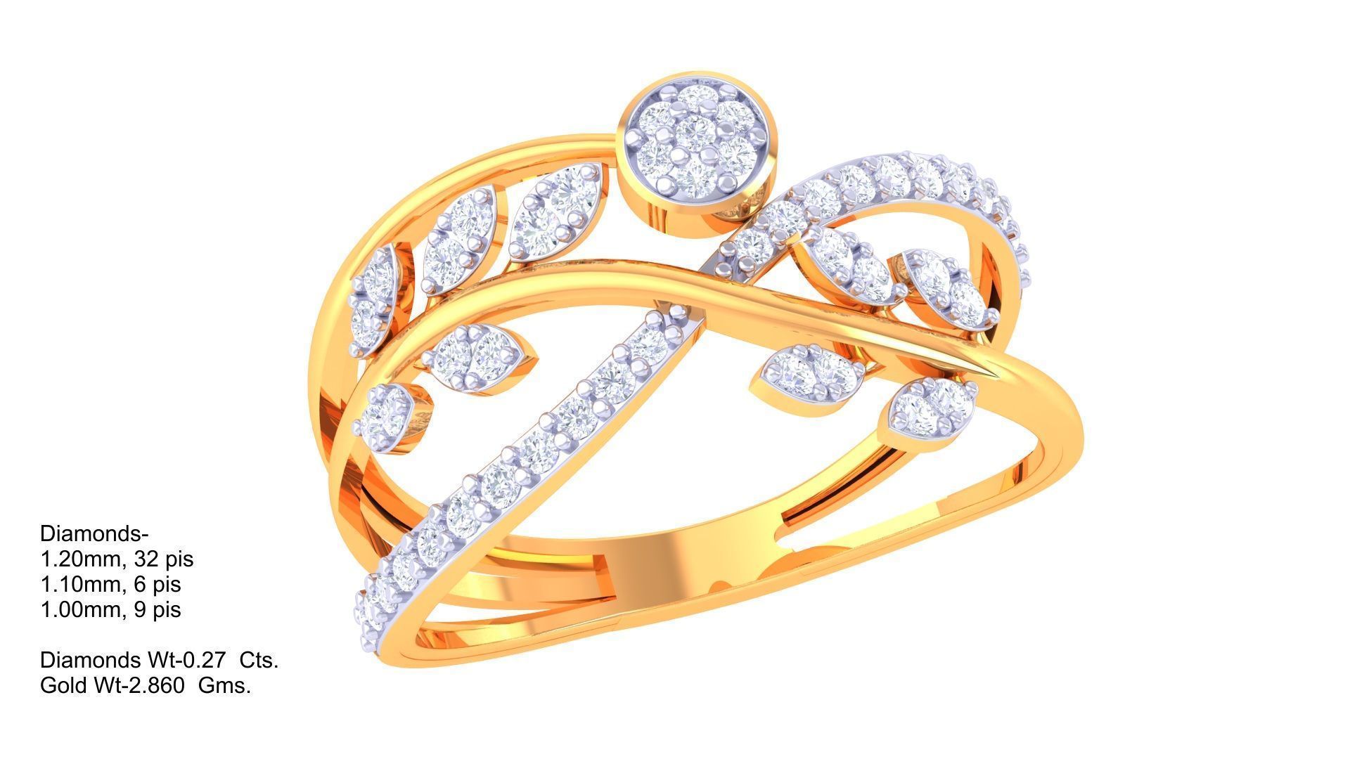 Leaf Flower Ring 3dm STL OBJ FBX Renders Details 3D print model_1