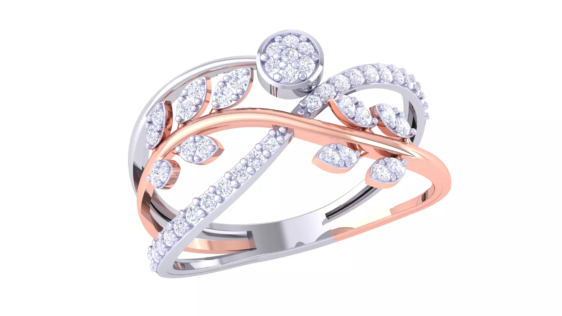 Leaf Flower Ring 3dm STL OBJ FBX Renders Details 3D print model_0