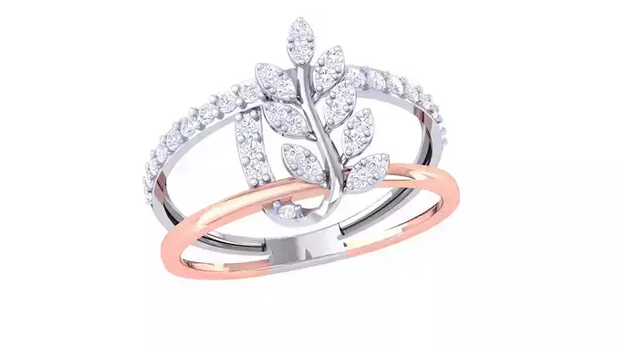 Leaf Flower Ring 3dm STL OBJ FBX Renders Details 3D print model