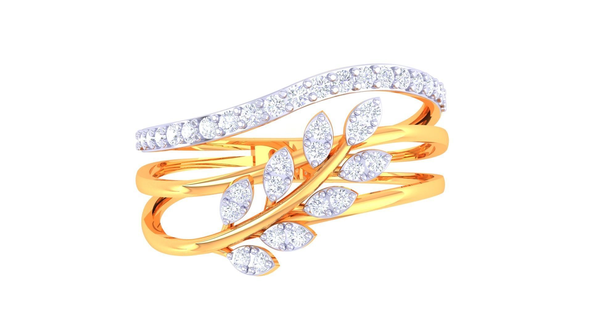 Leaf Flower Ring 3dm STL OBJ FBX Renders Details 3D print model_3