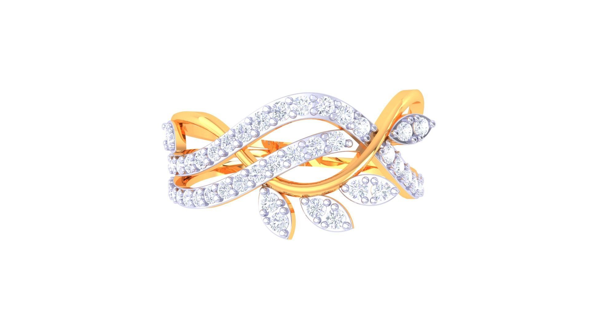 Leaf Flower Ring 3dm STL OBJ FBX Renders Details 3D print model_3