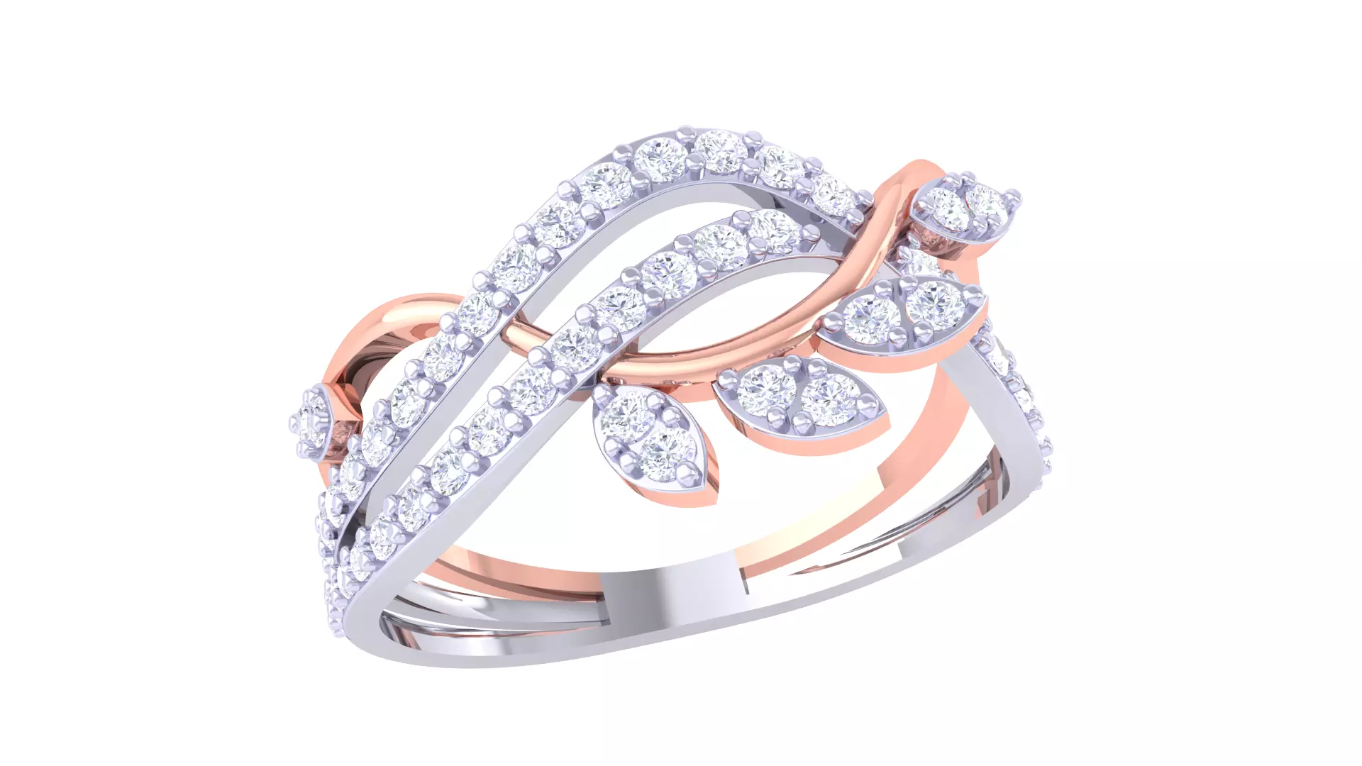 Leaf Flower Ring 3dm STL OBJ FBX Renders Details 3D print model_0