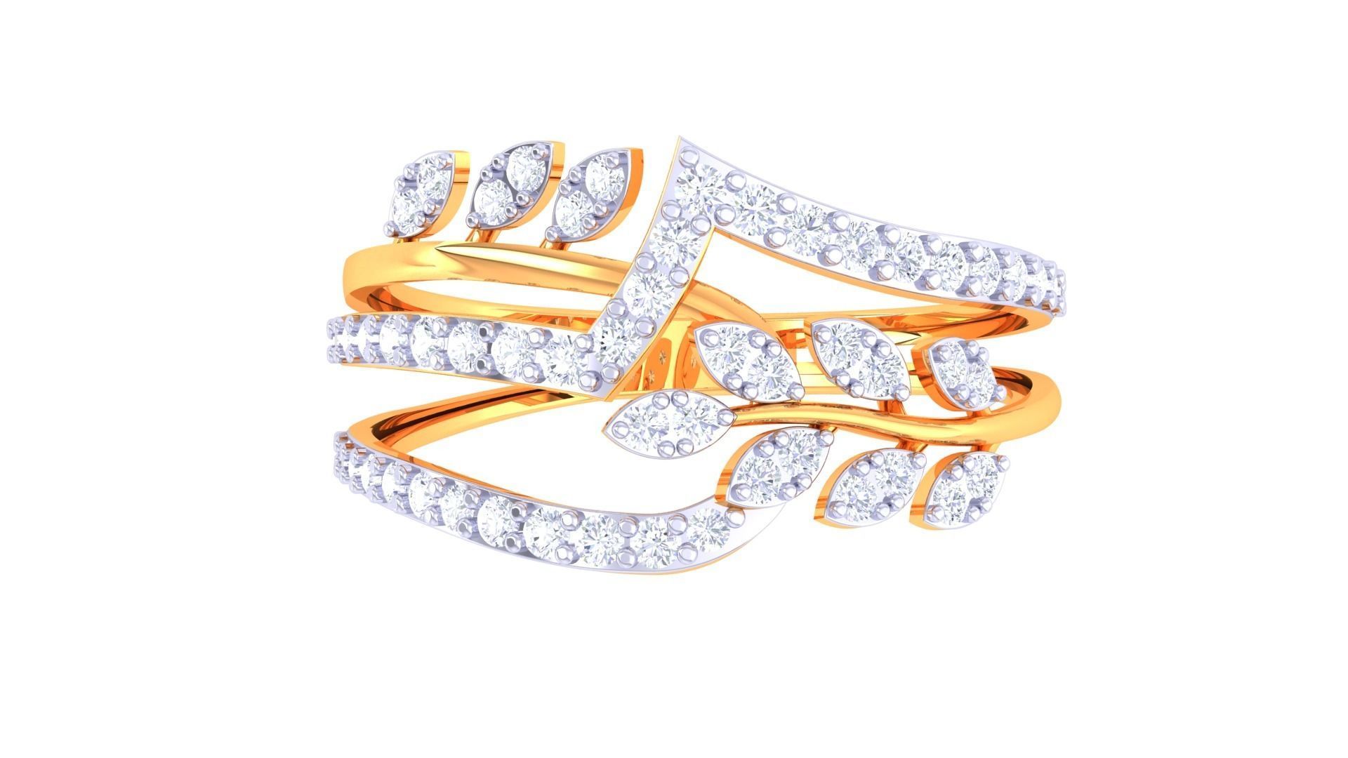 Leaf Flower Ring 3dm STL OBJ FBX Renders Details 3D print model_3