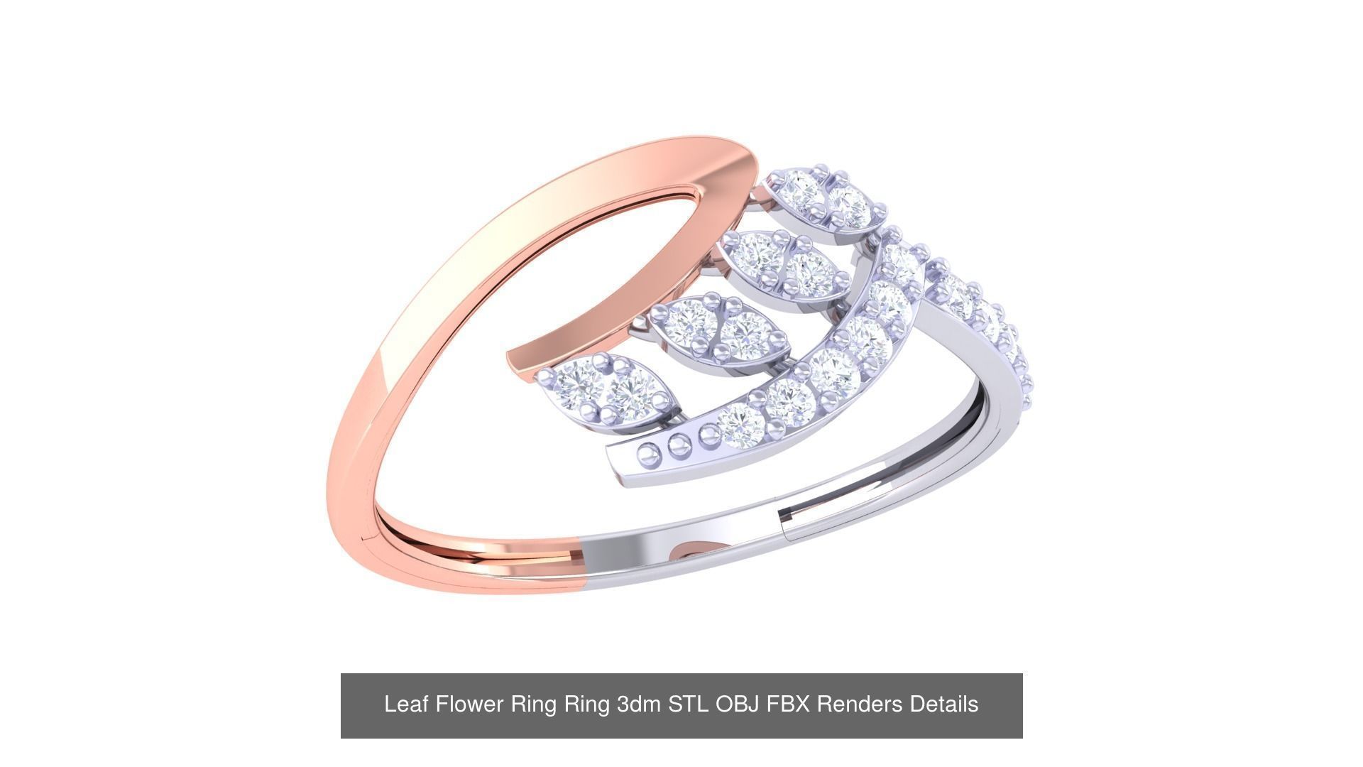 60 Leaf Flower Ring 3dm STL OBJ FBX Renders Details Collection _45