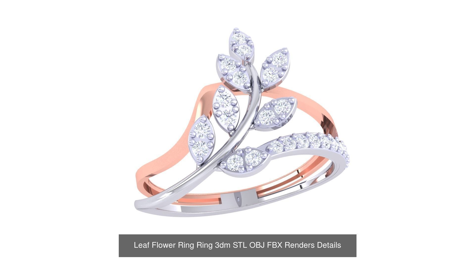 60 Leaf Flower Ring 3dm STL OBJ FBX Renders Details Collection _14
