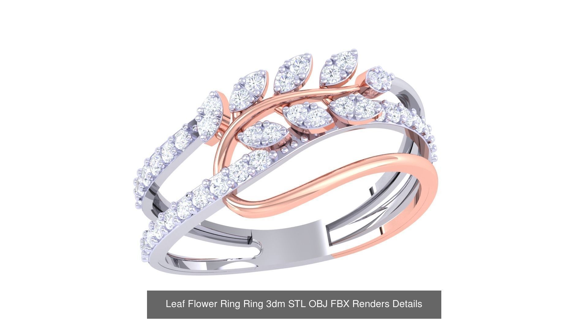 60 Leaf Flower Ring 3dm STL OBJ FBX Renders Details Collection _64