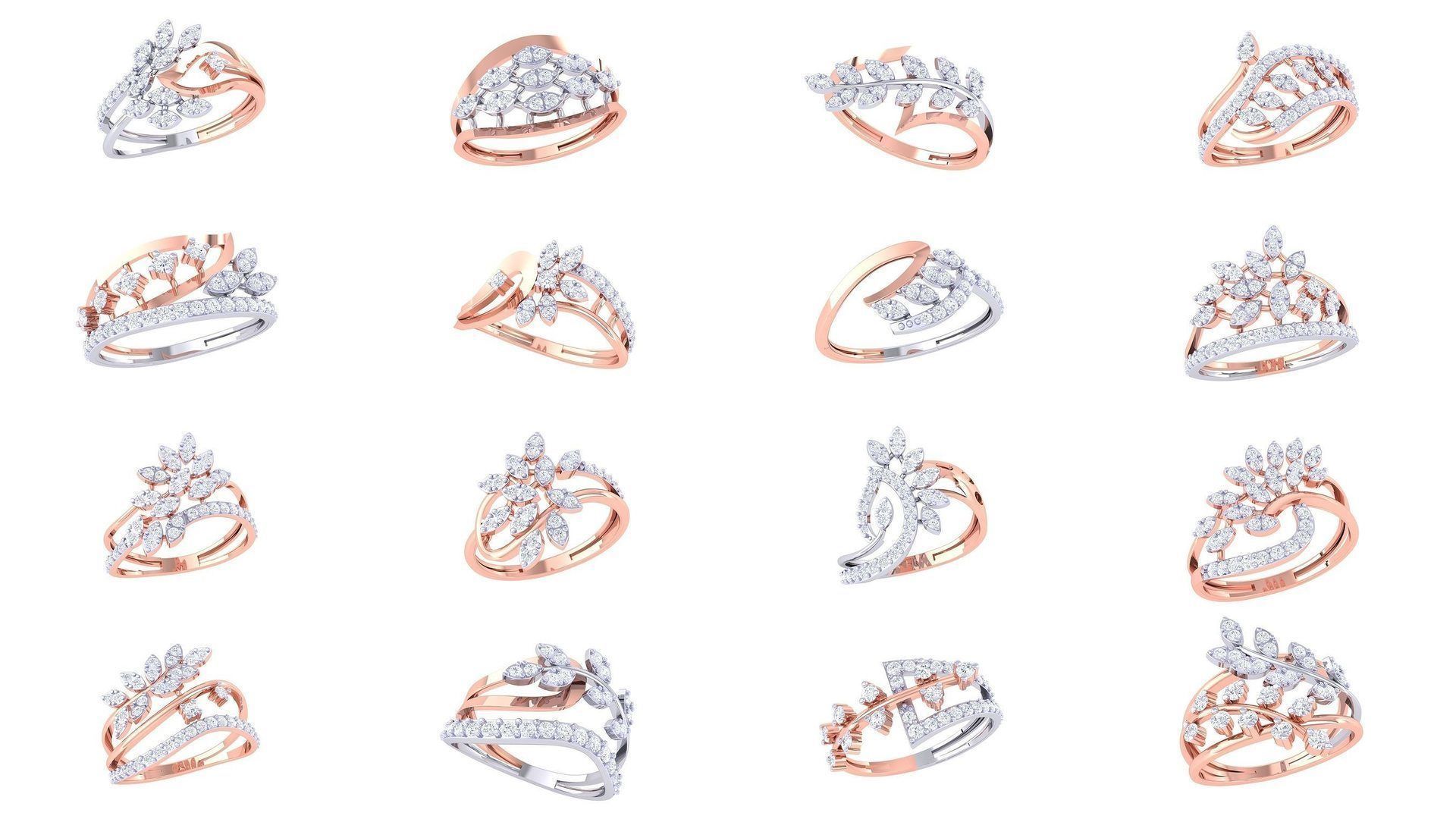 60 Leaf Flower Ring 3dm STL OBJ FBX Renders Details Collection _3