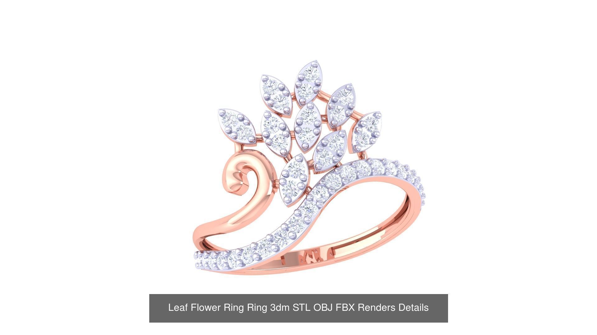 60 Leaf Flower Ring 3dm STL OBJ FBX Renders Details Collection _25