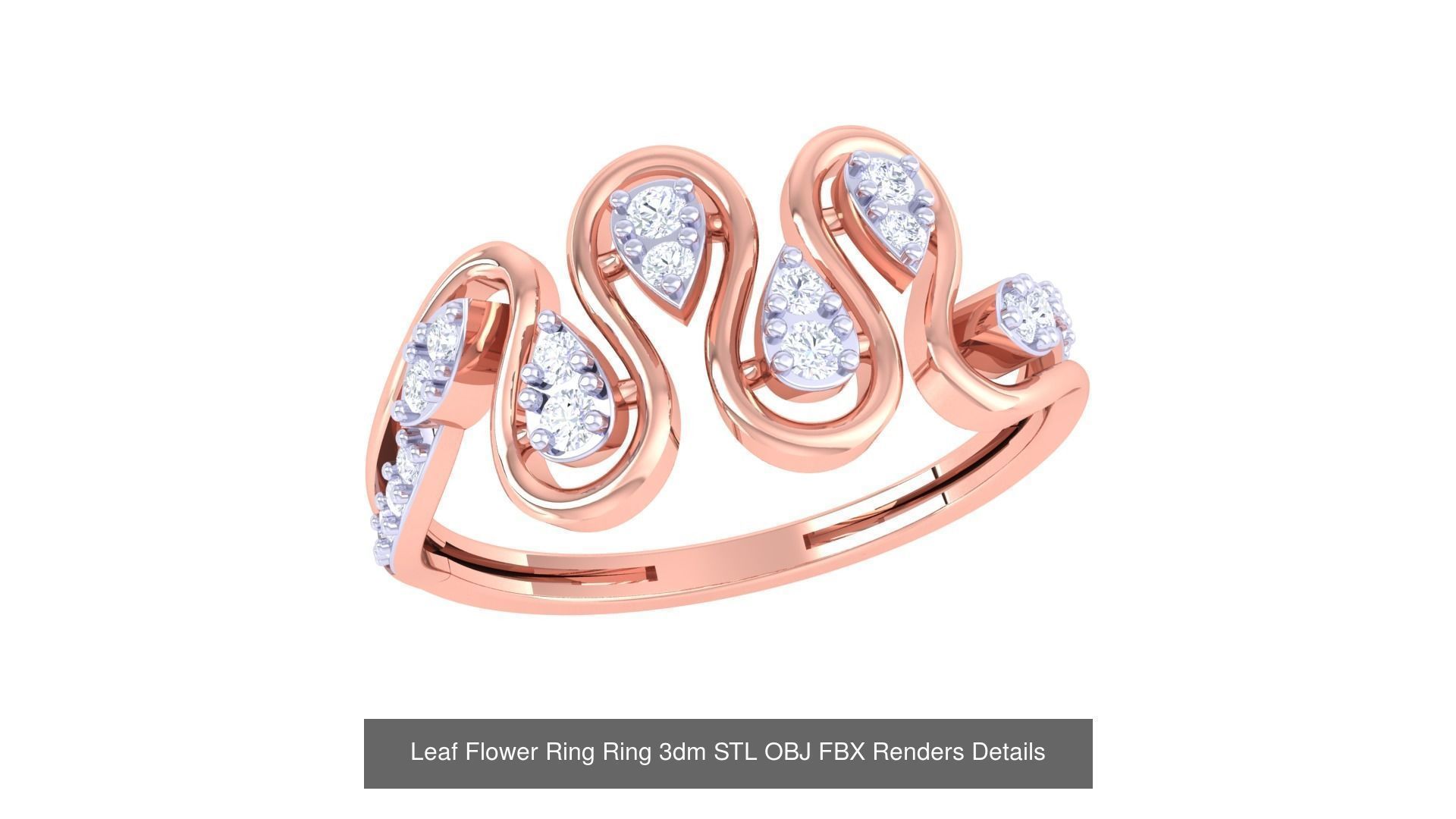 60 Leaf Flower Ring 3dm STL OBJ FBX Renders Details Collection _36