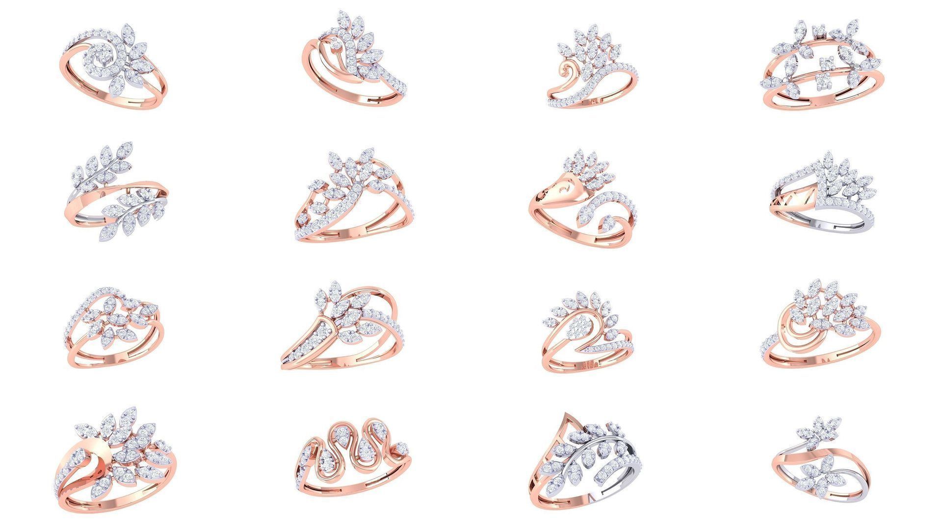 60 Leaf Flower Ring 3dm STL OBJ FBX Renders Details Collection _1