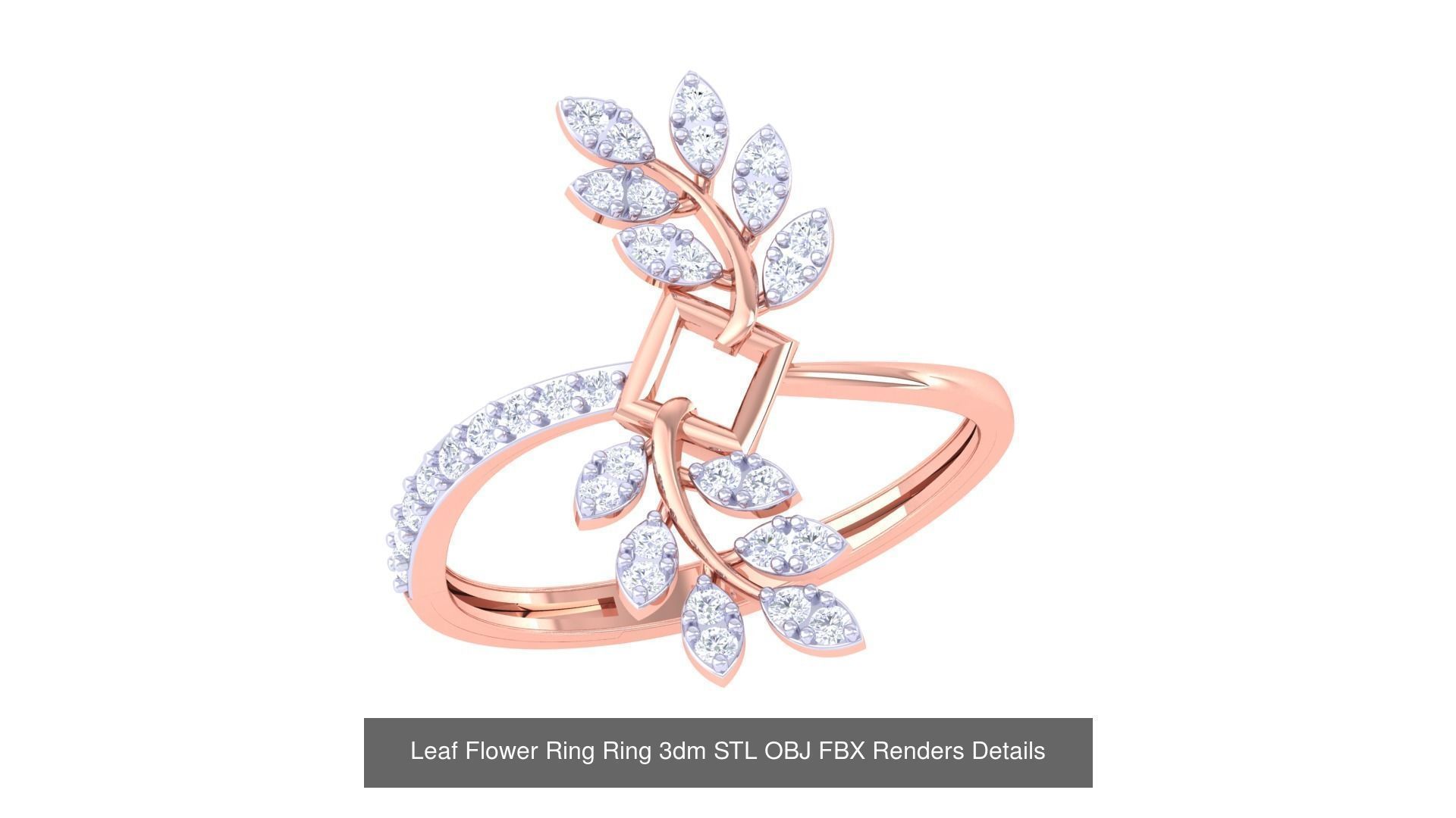 60 Leaf Flower Ring 3dm STL OBJ FBX Renders Details Collection _21