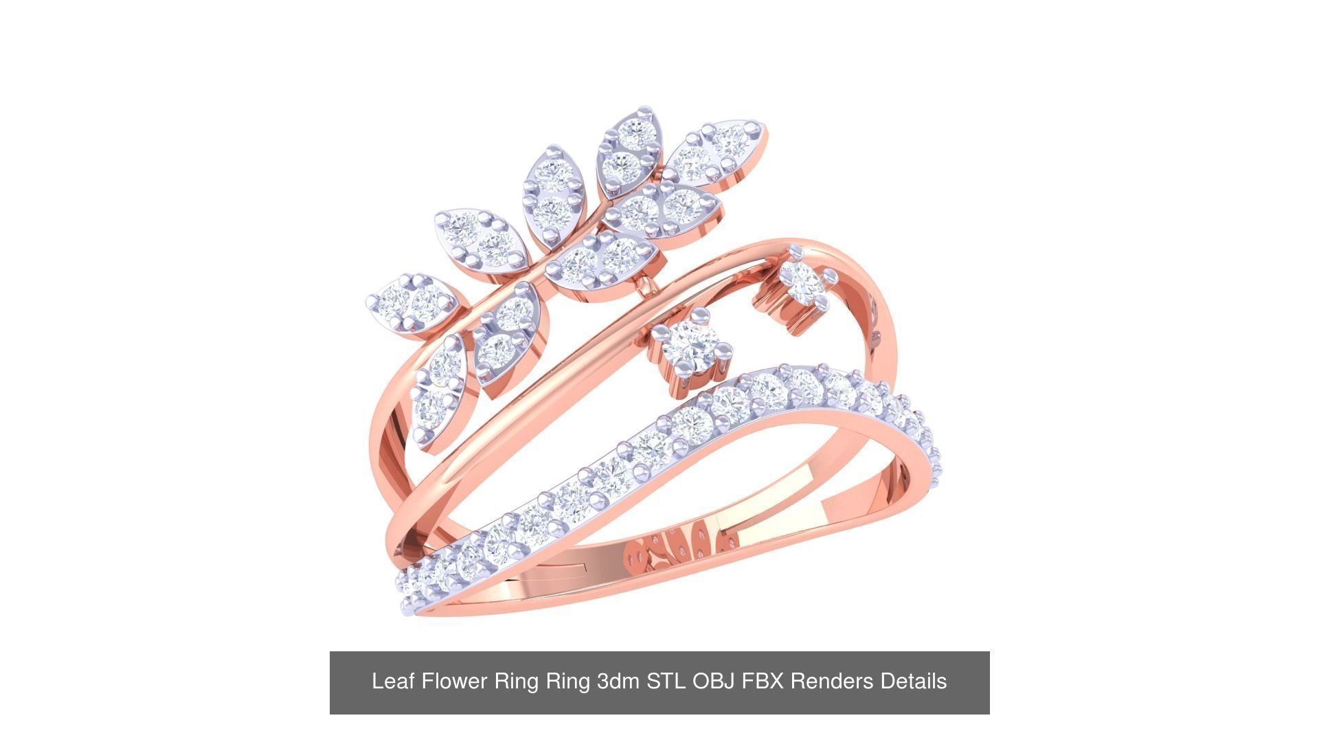 60 Leaf Flower Ring 3dm STL OBJ FBX Renders Details Collection _51