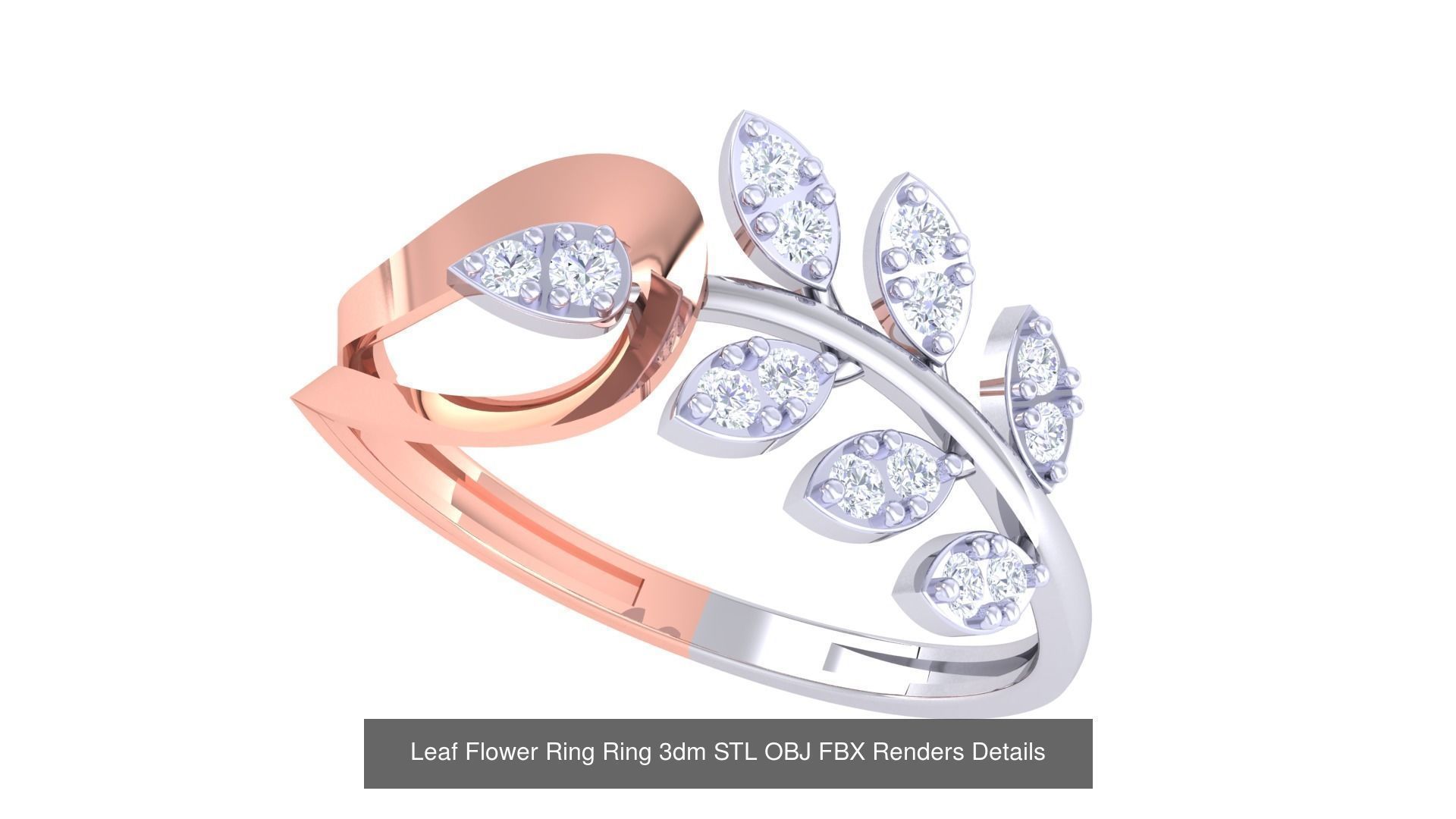 60 Leaf Flower Ring 3dm STL OBJ FBX Renders Details Collection _15
