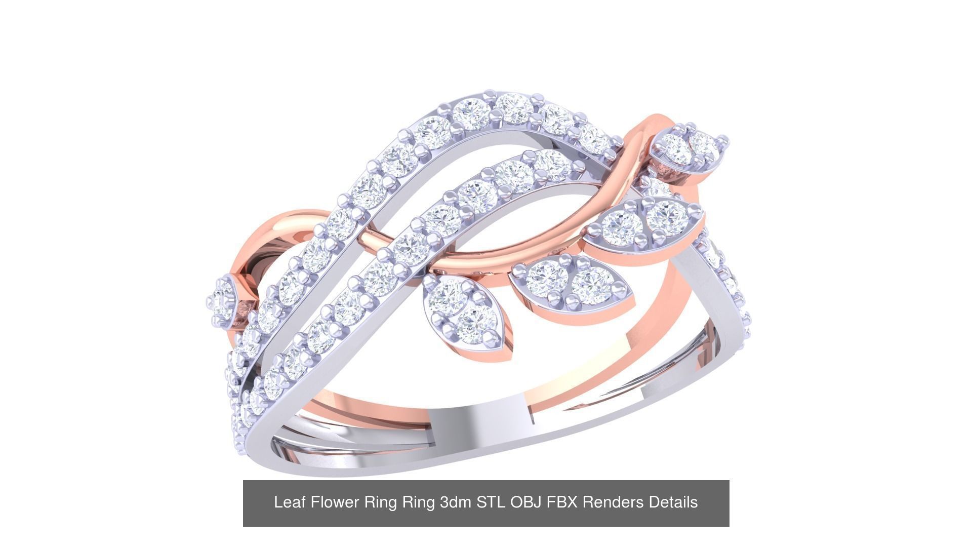 60 Leaf Flower Ring 3dm STL OBJ FBX Renders Details Collection _63
