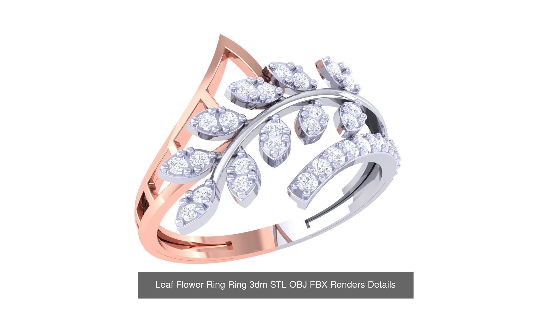 60 Leaf Flower Ring 3dm STL OBJ FBX Renders Details Collection _37