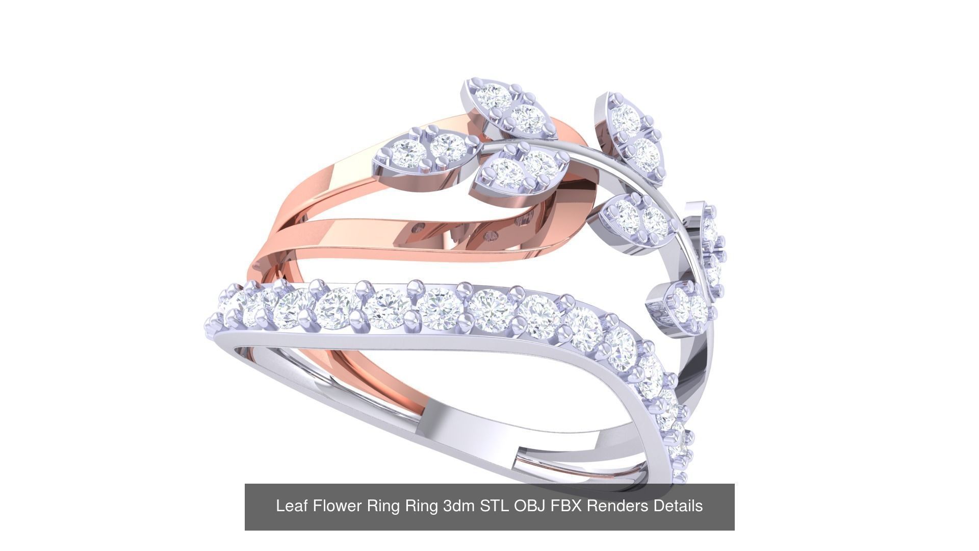 60 Leaf Flower Ring 3dm STL OBJ FBX Renders Details Collection _52