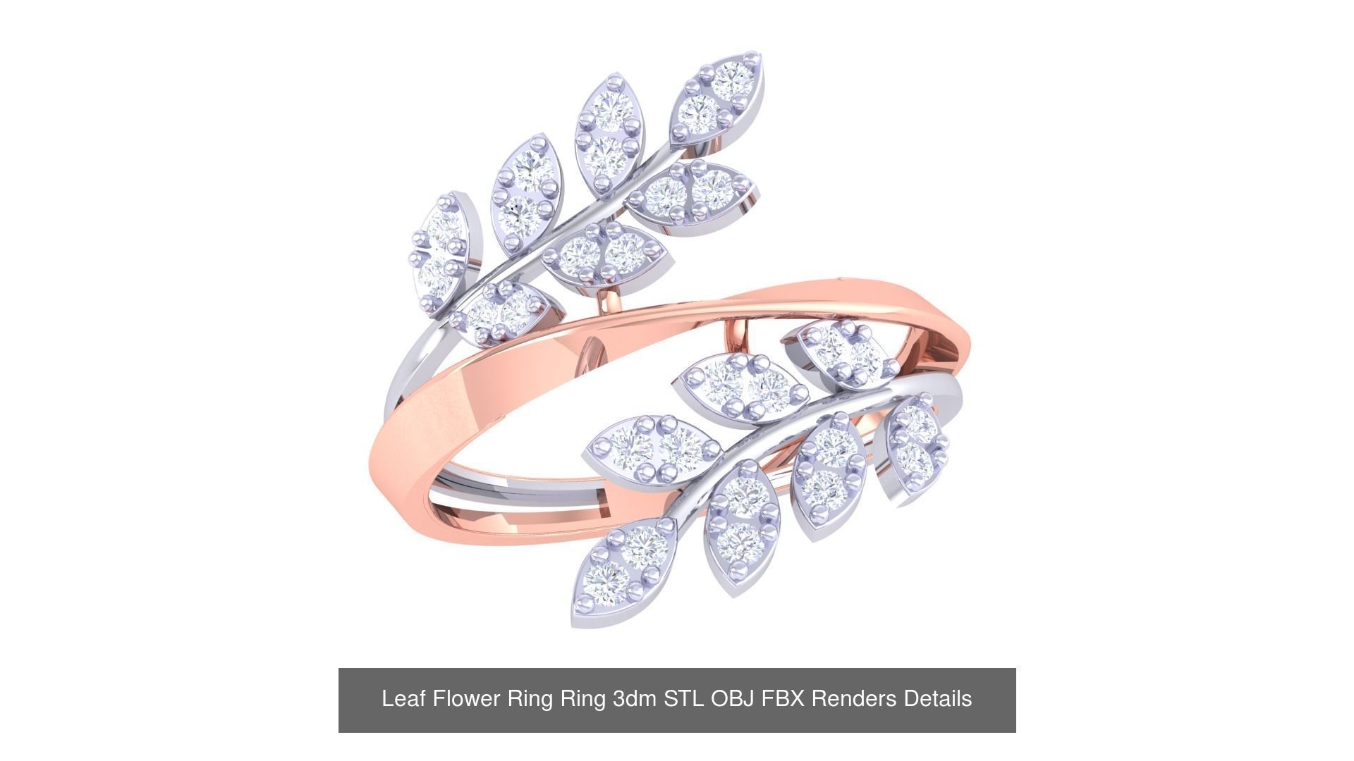 60 Leaf Flower Ring 3dm STL OBJ FBX Renders Details Collection _27