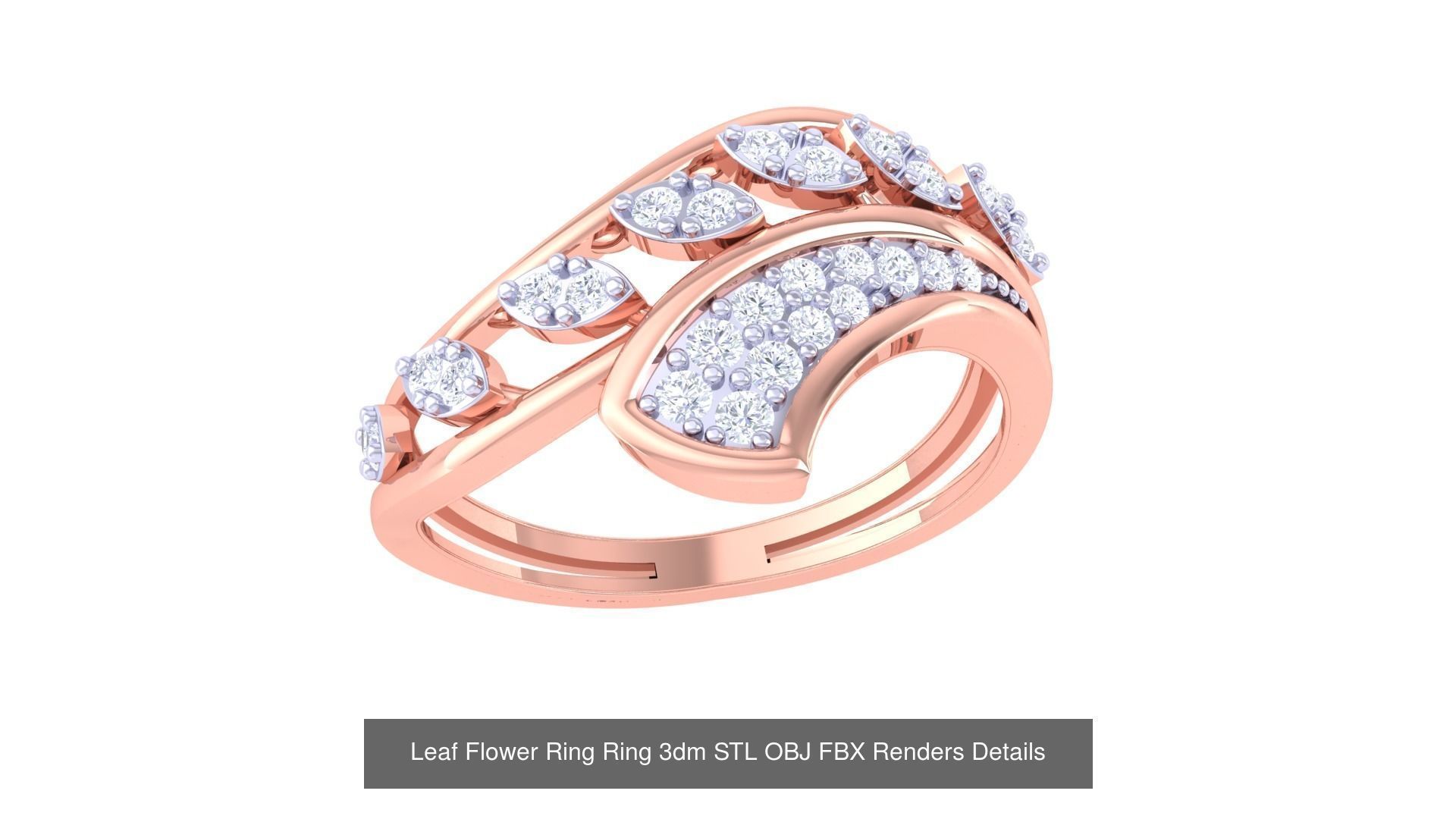 60 Leaf Flower Ring 3dm STL OBJ FBX Renders Details Collection _17