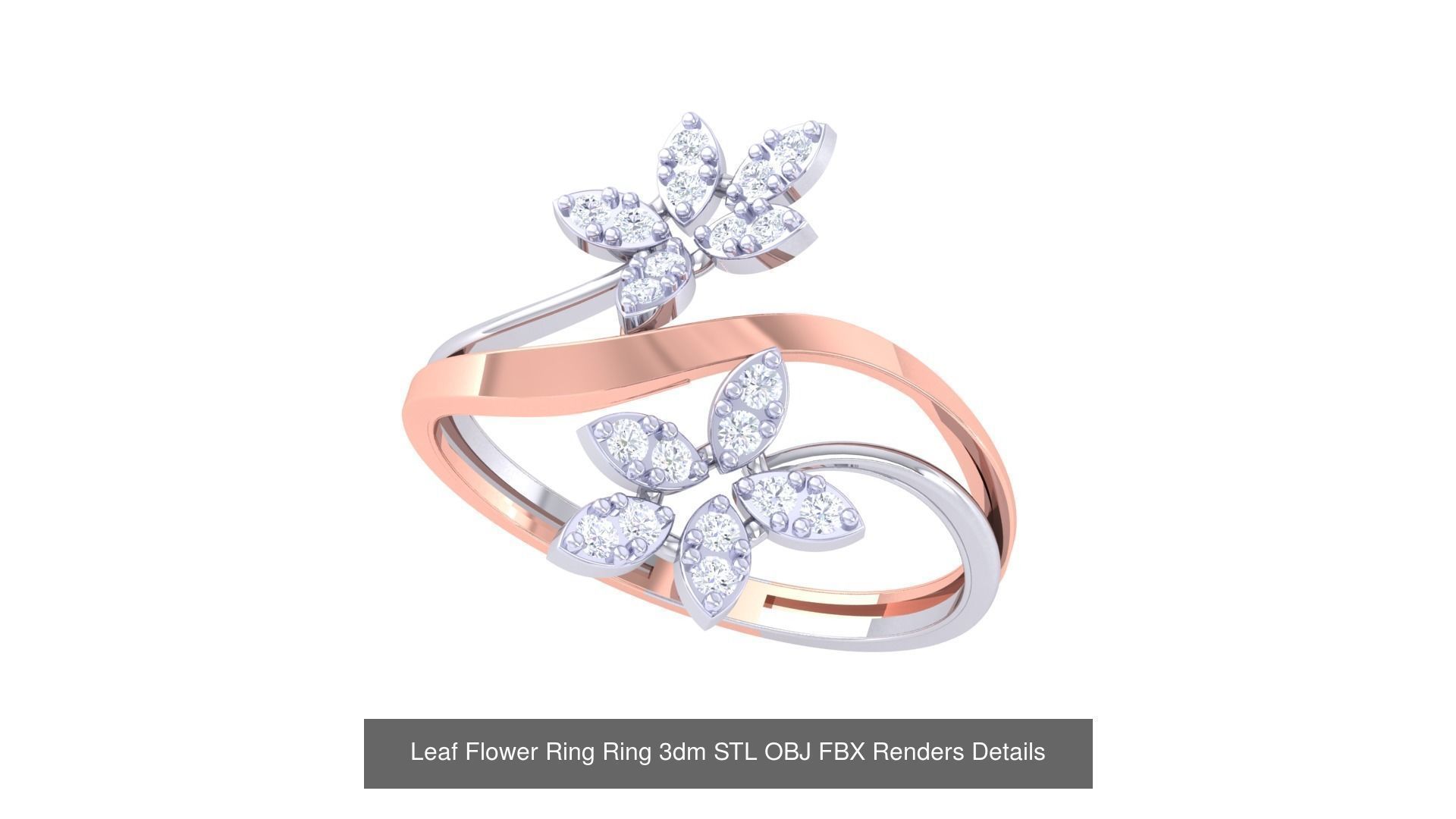 60 Leaf Flower Ring 3dm STL OBJ FBX Renders Details Collection _38
