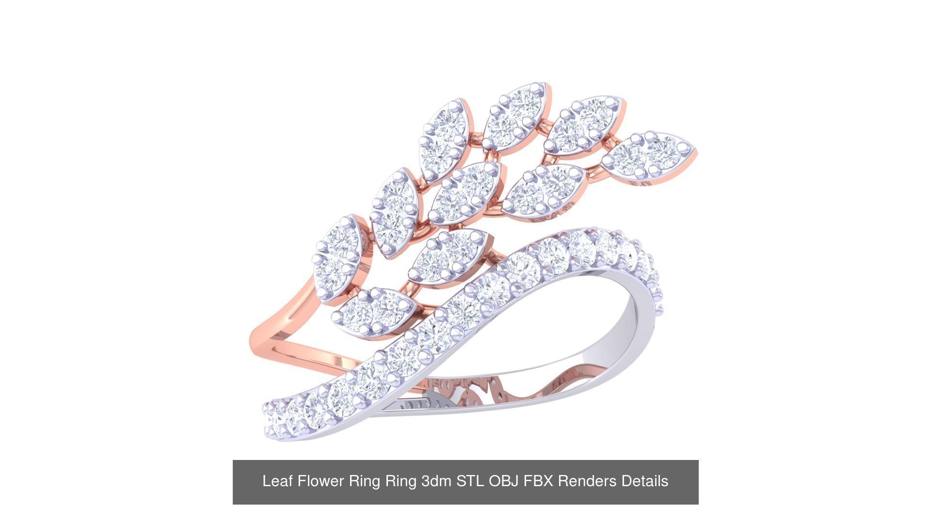 60 Leaf Flower Ring 3dm STL OBJ FBX Renders Details Collection _57