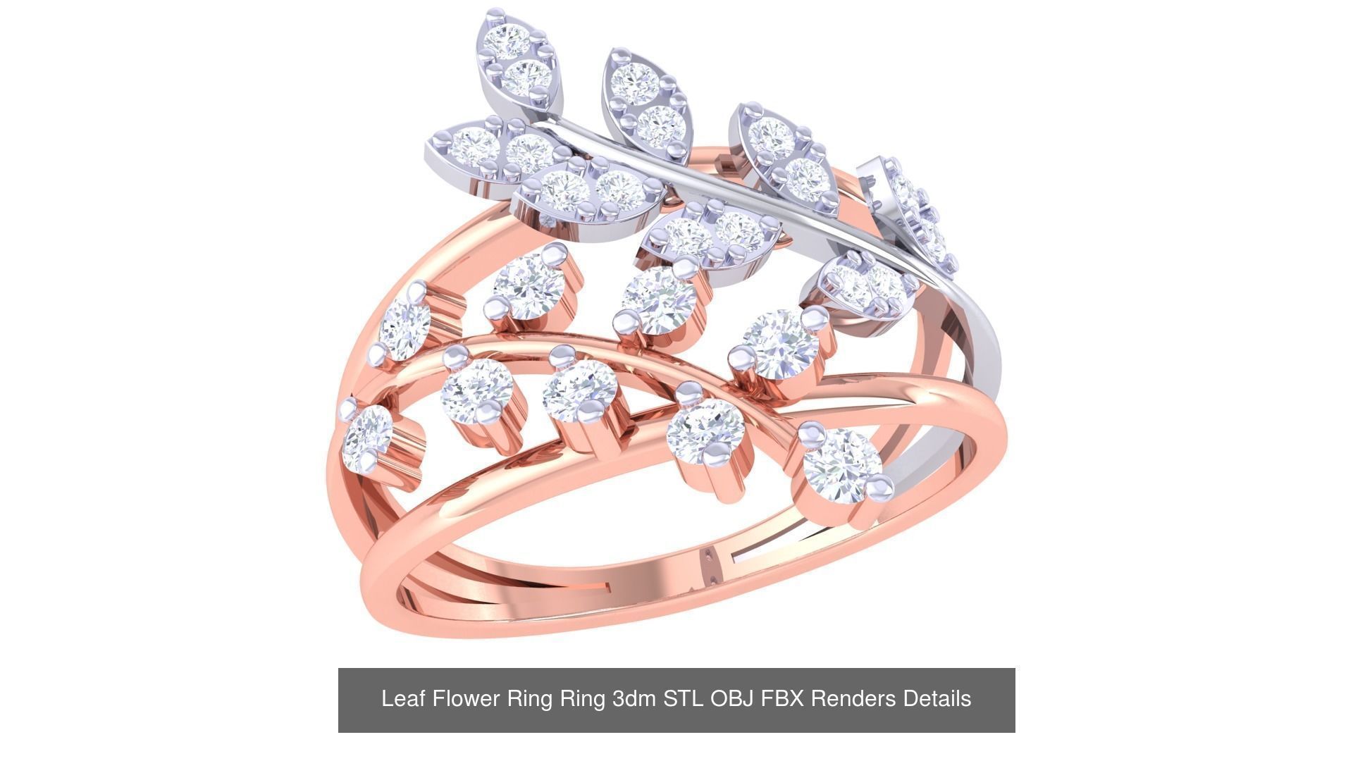 60 Leaf Flower Ring 3dm STL OBJ FBX Renders Details Collection _54