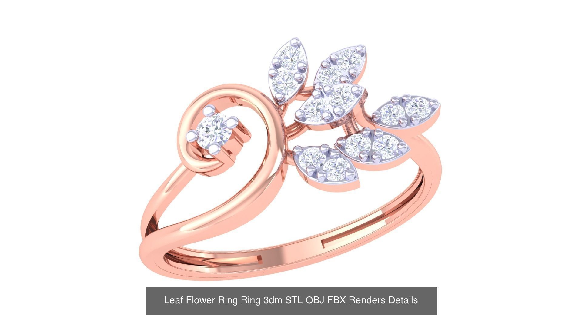 60 Leaf Flower Ring 3dm STL OBJ FBX Renders Details Collection _7