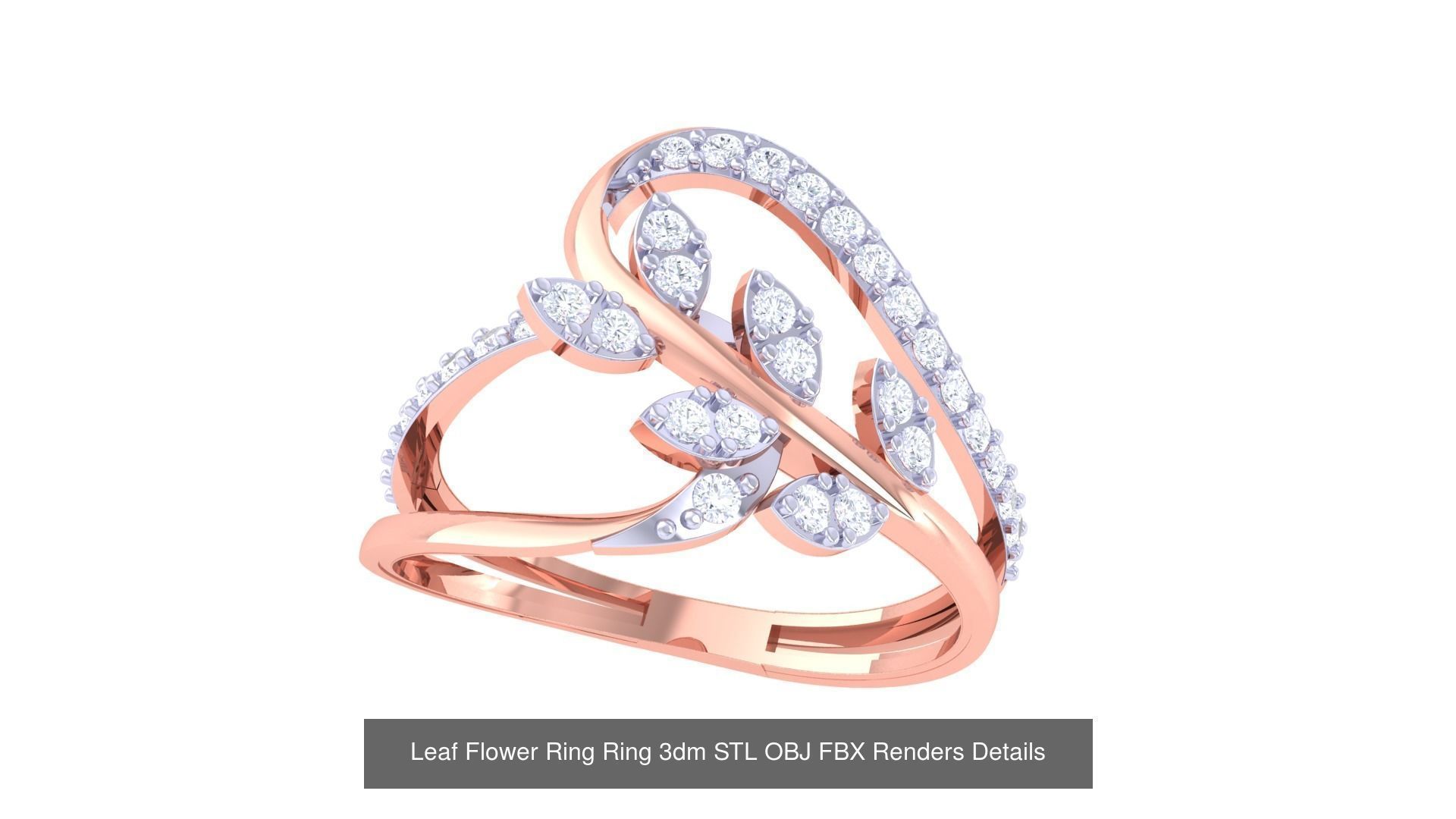 60 Leaf Flower Ring 3dm STL OBJ FBX Renders Details Collection _56