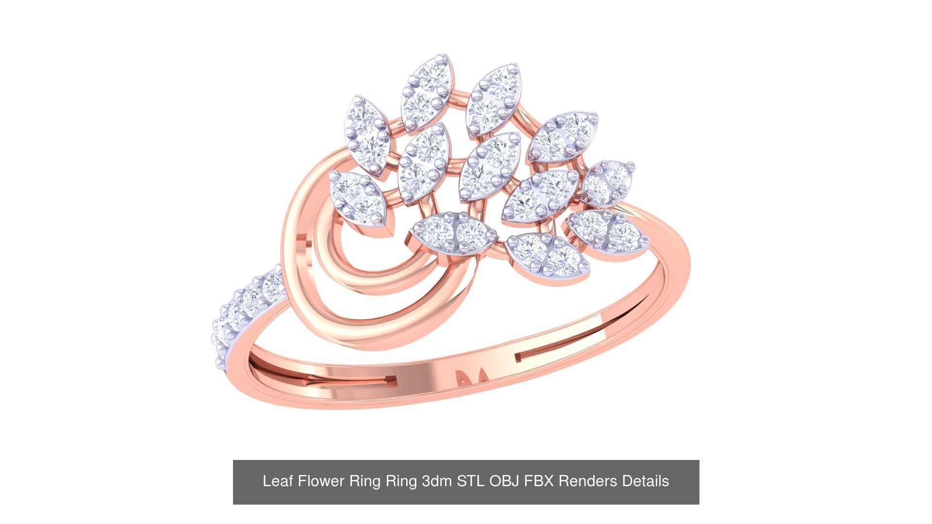 60 Leaf Flower Ring 3dm STL OBJ FBX Renders Details Collection _34