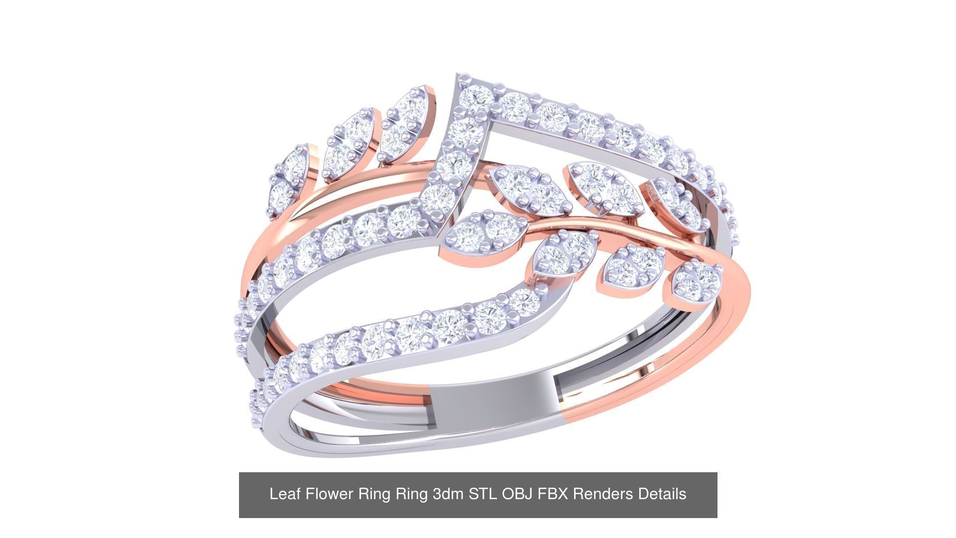 60 Leaf Flower Ring 3dm STL OBJ FBX Renders Details Collection _66