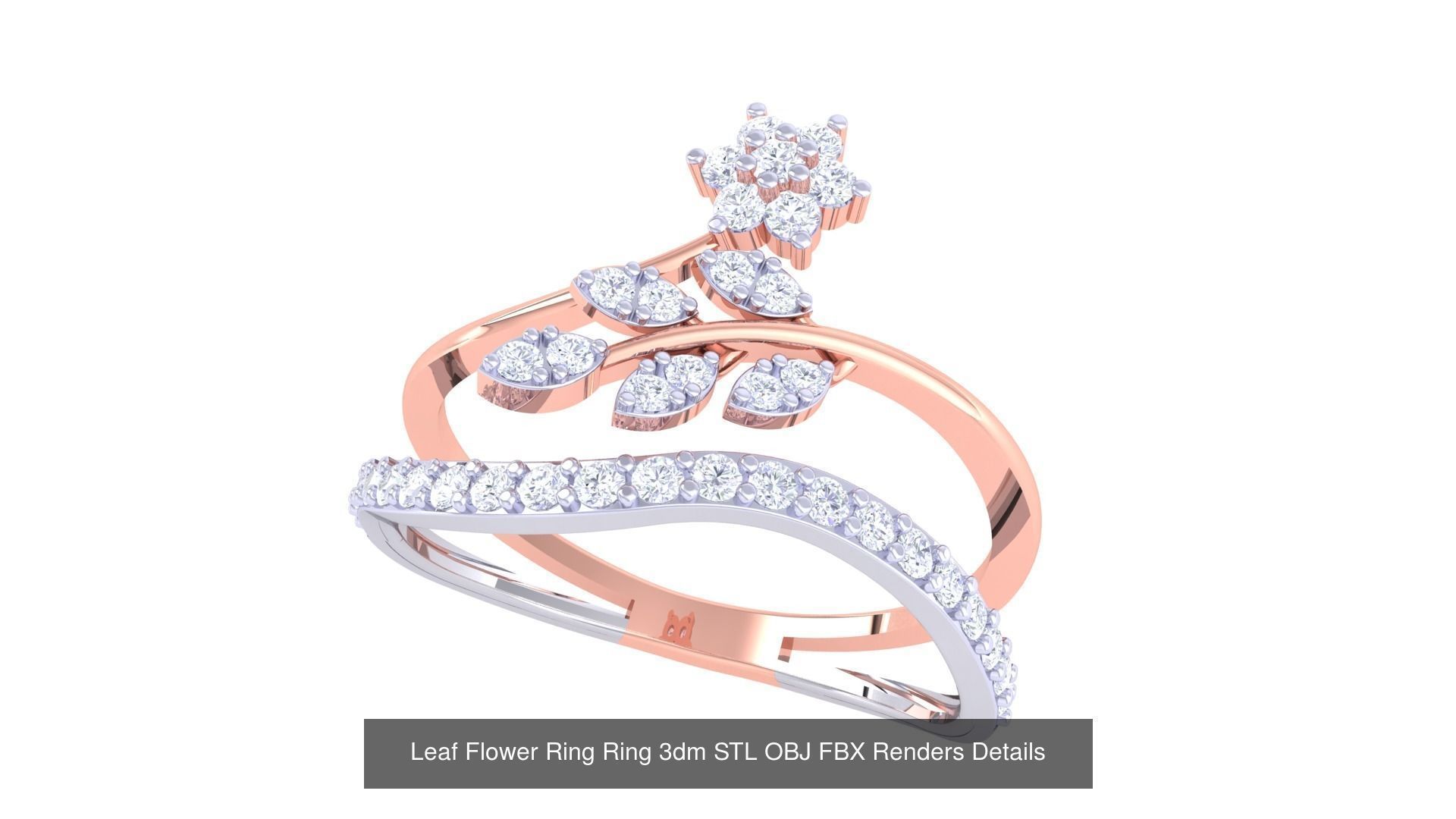60 Leaf Flower Ring 3dm STL OBJ FBX Renders Details Collection _58