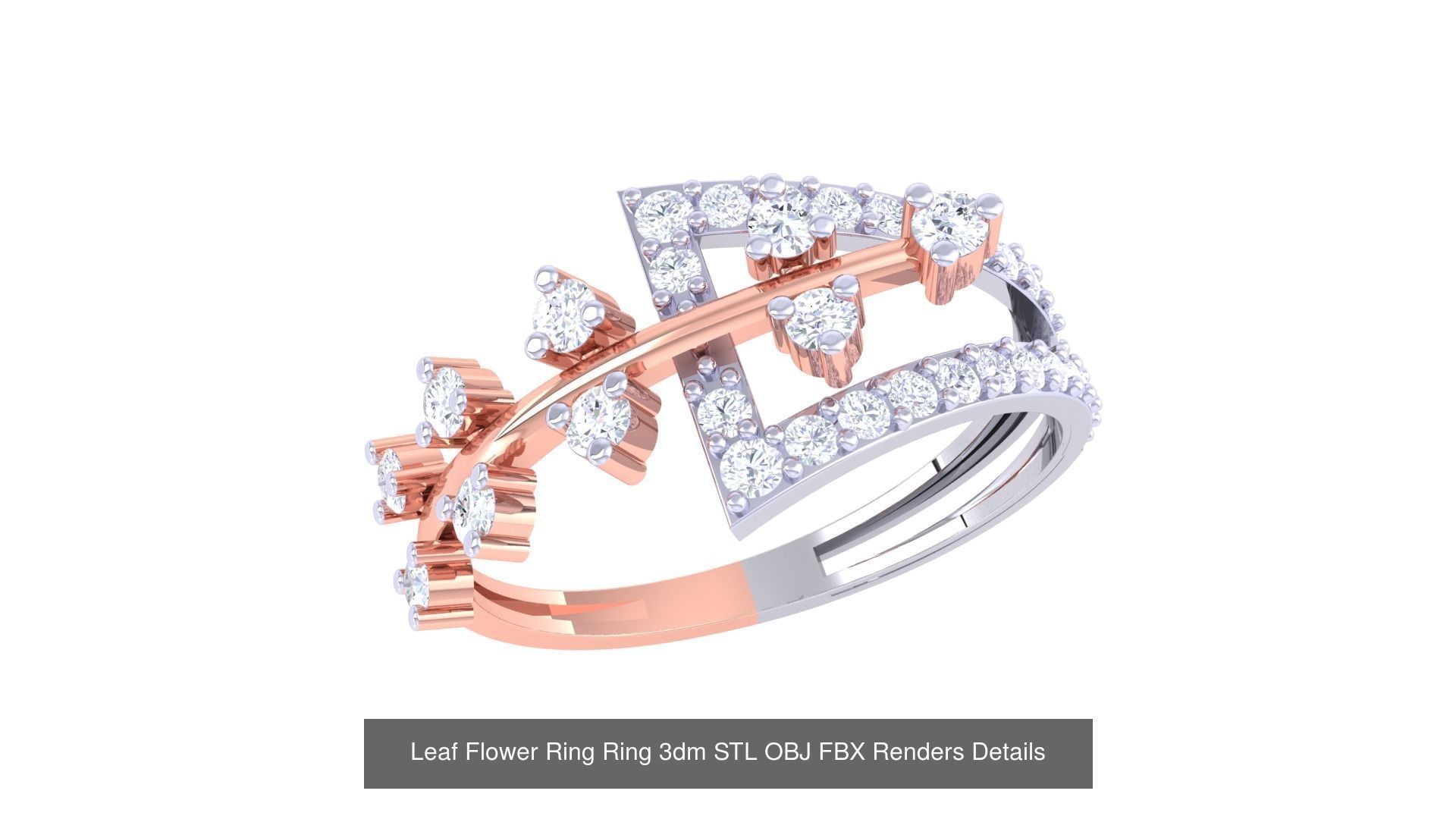 60 Leaf Flower Ring 3dm STL OBJ FBX Renders Details Collection _53
