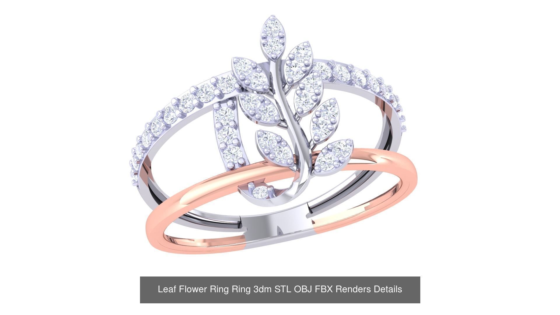 60 Leaf Flower Ring 3dm STL OBJ FBX Renders Details Collection _60