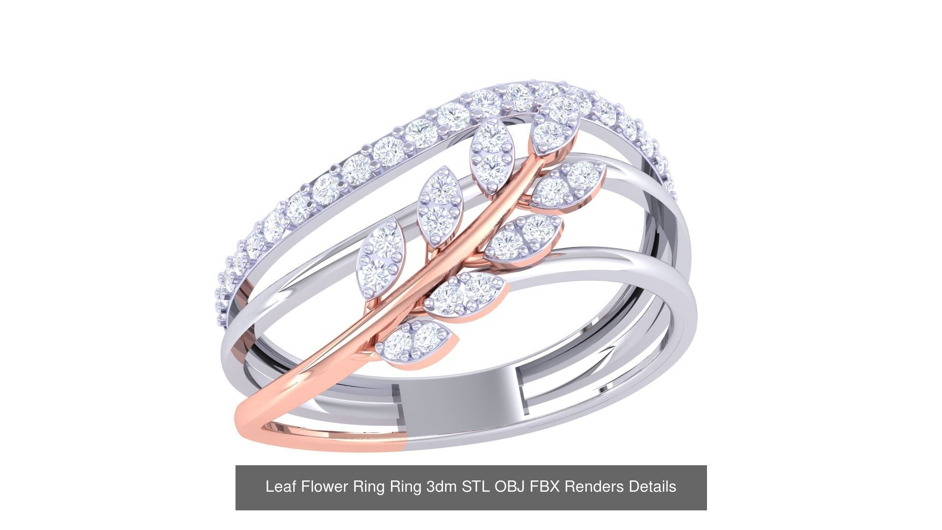 60 Leaf Flower Ring 3dm STL OBJ FBX Renders Details Collection _61