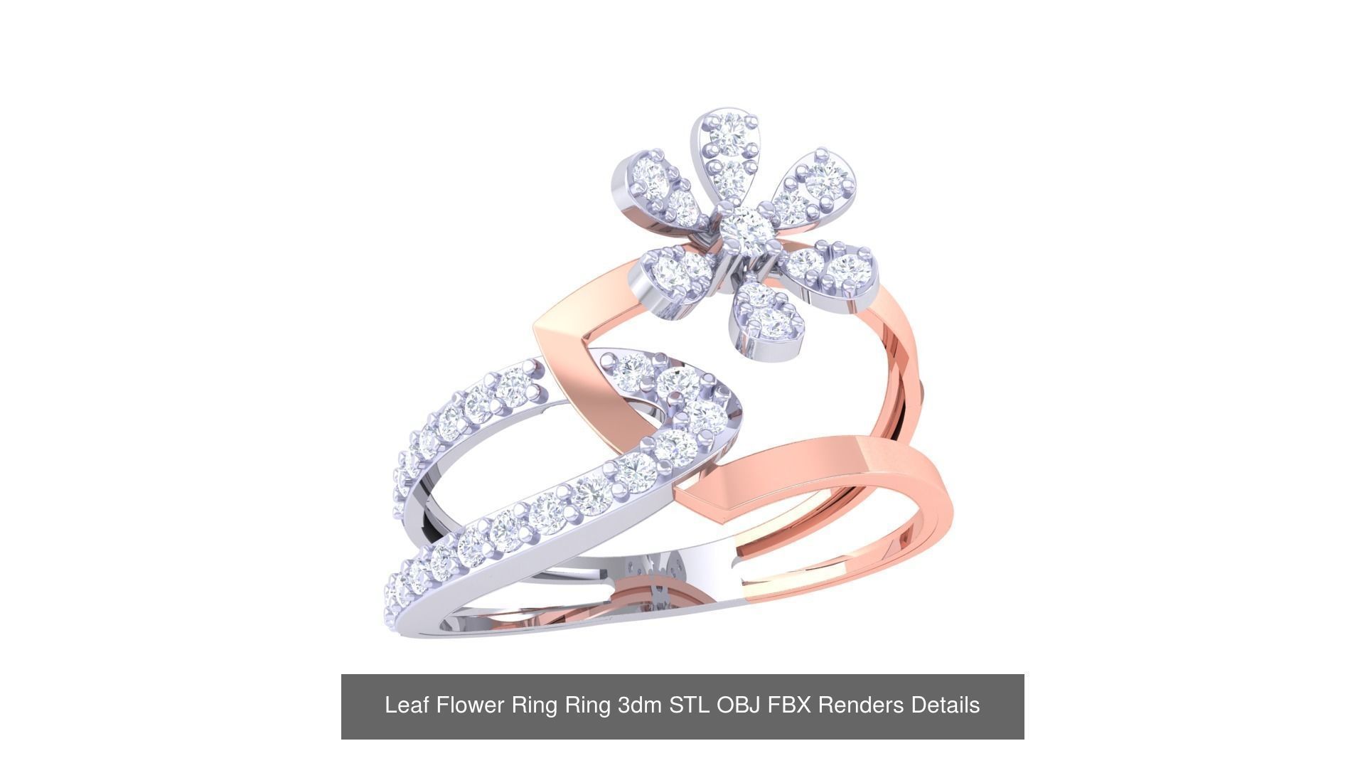 60 Leaf Flower Ring 3dm STL OBJ FBX Renders Details Collection _62