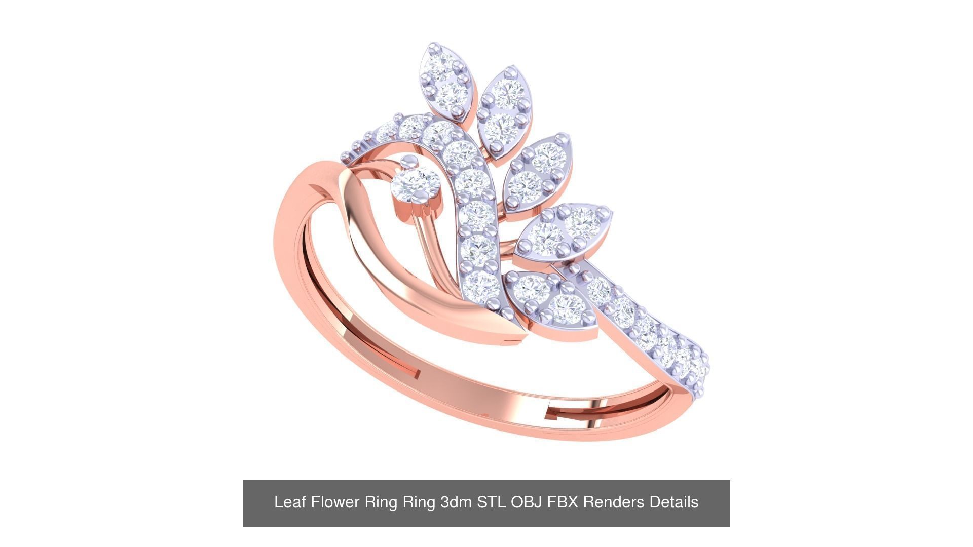 60 Leaf Flower Ring 3dm STL OBJ FBX Renders Details Collection _24