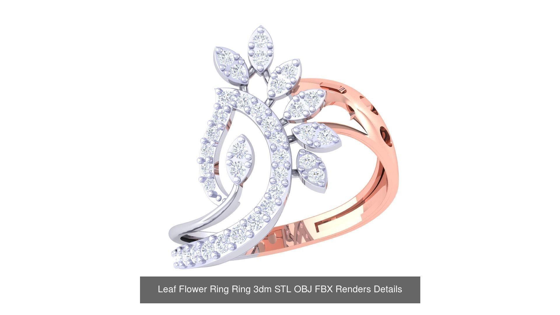 60 Leaf Flower Ring 3dm STL OBJ FBX Renders Details Collection _49