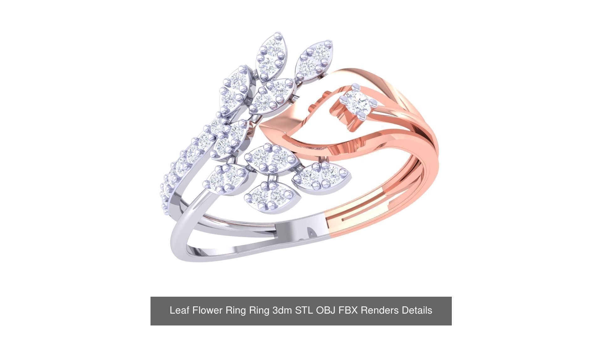 60 Leaf Flower Ring 3dm STL OBJ FBX Renders Details Collection _39