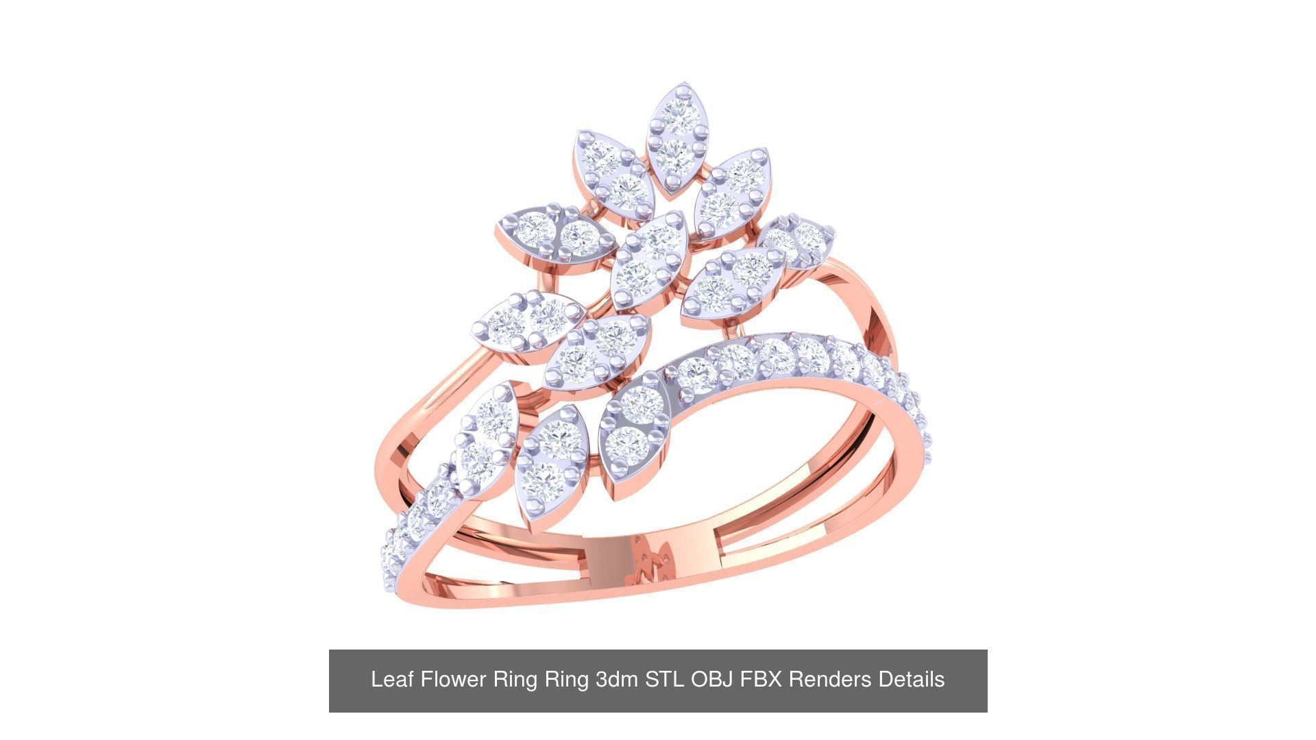 60 Leaf Flower Ring 3dm STL OBJ FBX Renders Details Collection _47