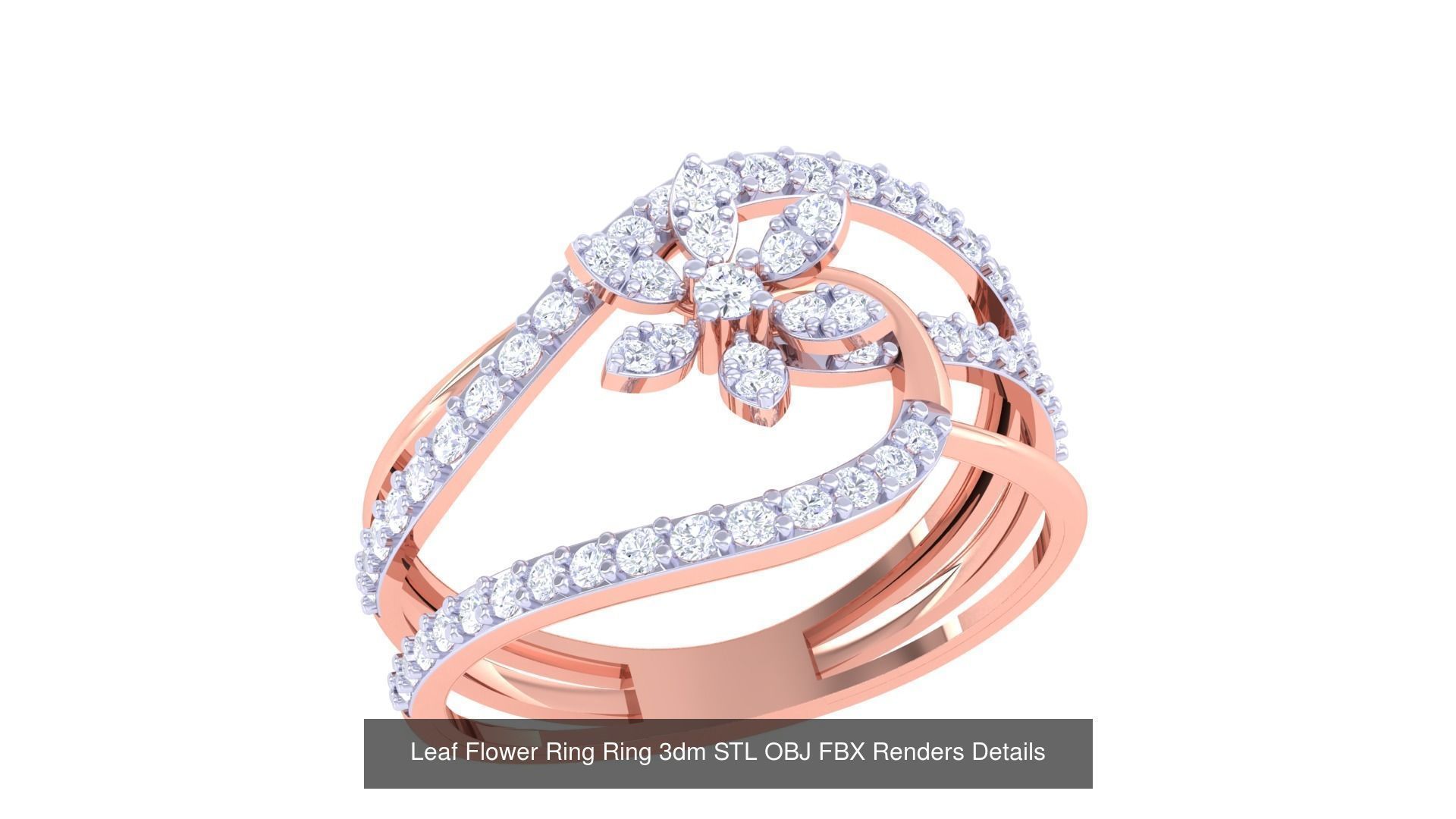 60 Leaf Flower Ring 3dm STL OBJ FBX Renders Details Collection _65