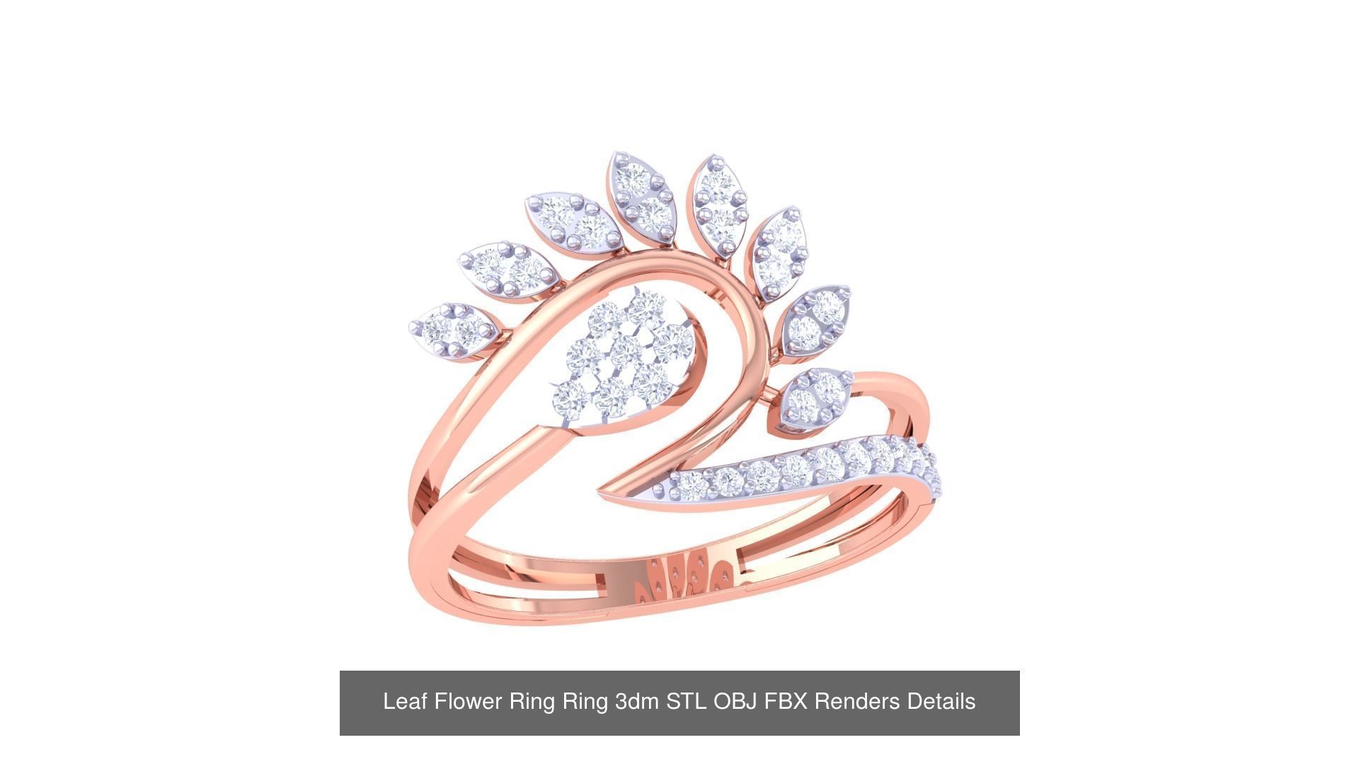 60 Leaf Flower Ring 3dm STL OBJ FBX Renders Details Collection _33