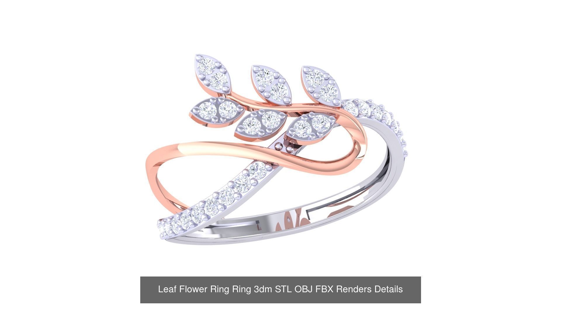 60 Leaf Flower Ring 3dm STL OBJ FBX Renders Details Collection _55