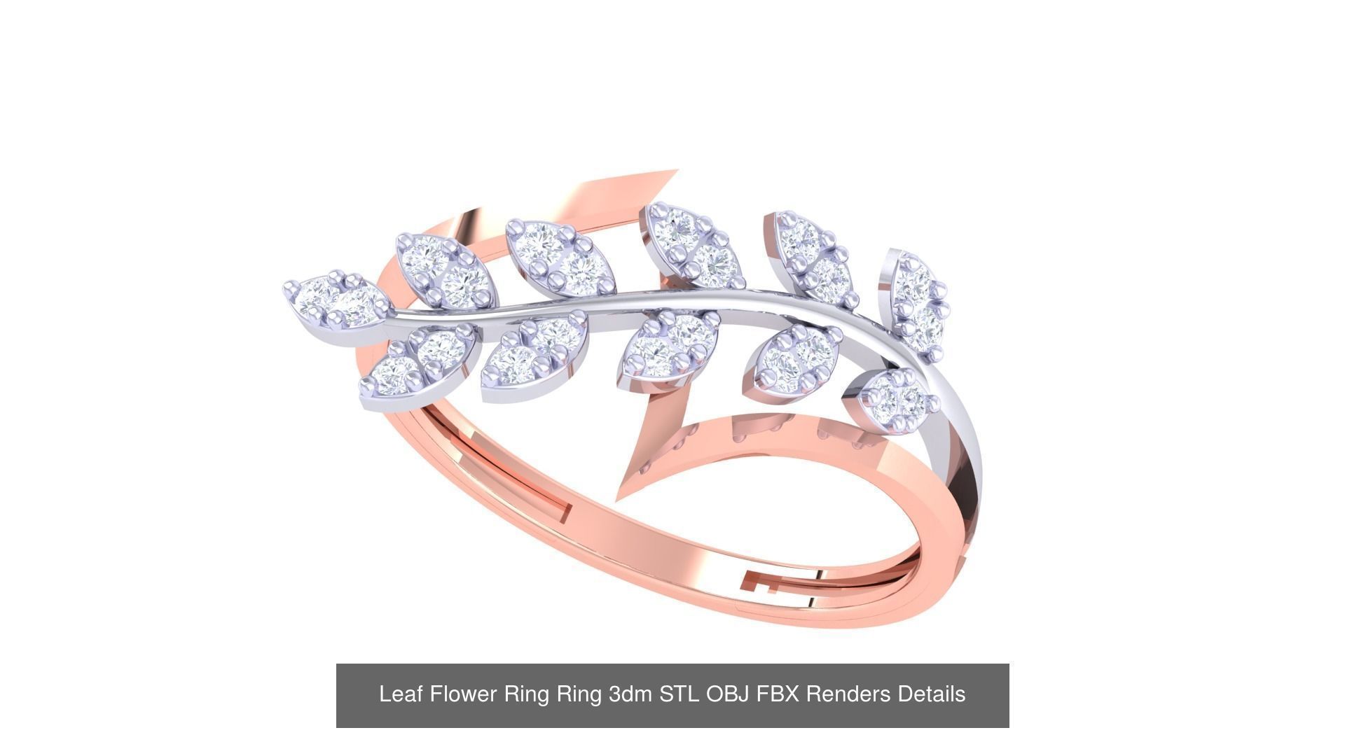 60 Leaf Flower Ring 3dm STL OBJ FBX Renders Details Collection _41