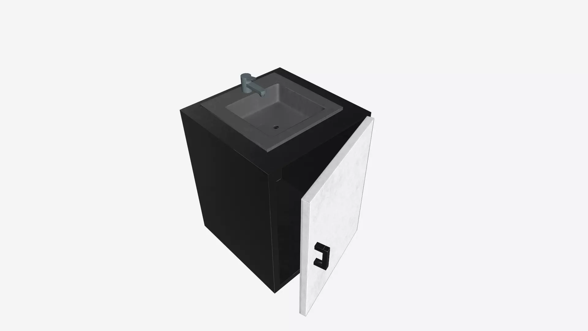 Sink with cabinet Low-poly 3D model_0