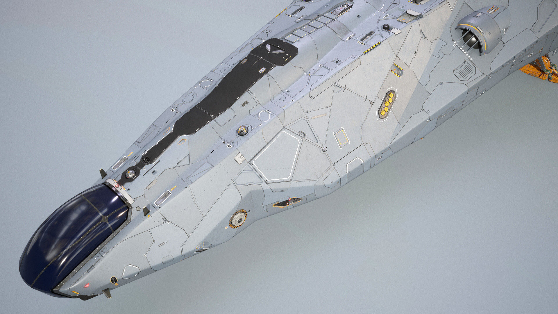 Sci-fi Corvette Greyhound 3D model_9