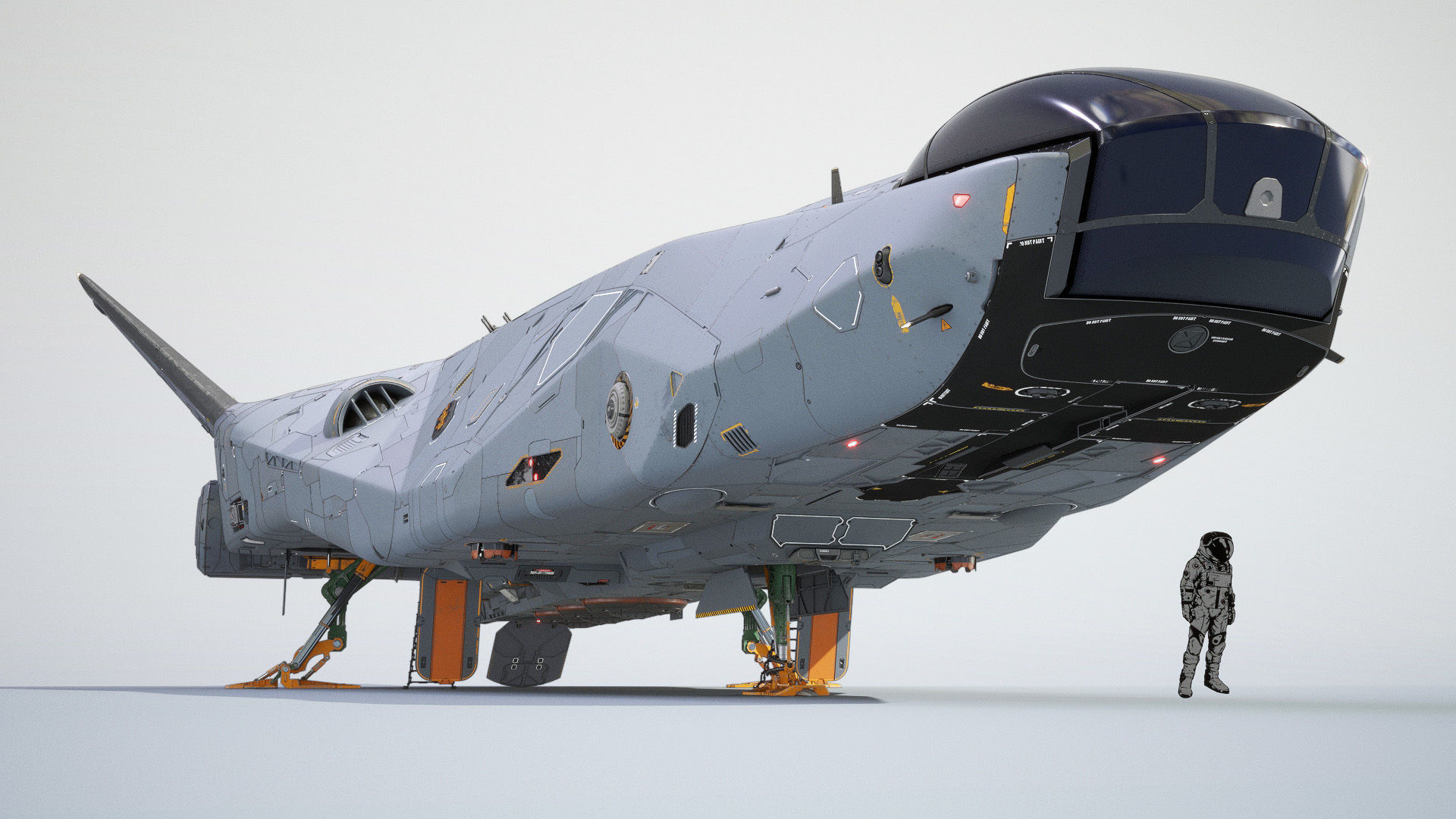 Sci-fi Corvette Greyhound 3D model_2