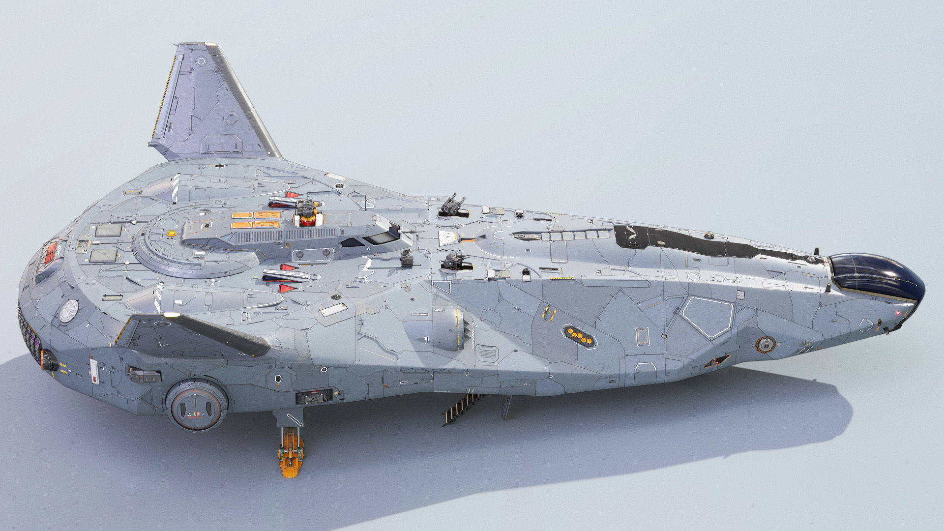 Sci-fi Corvette Greyhound 3D model_7