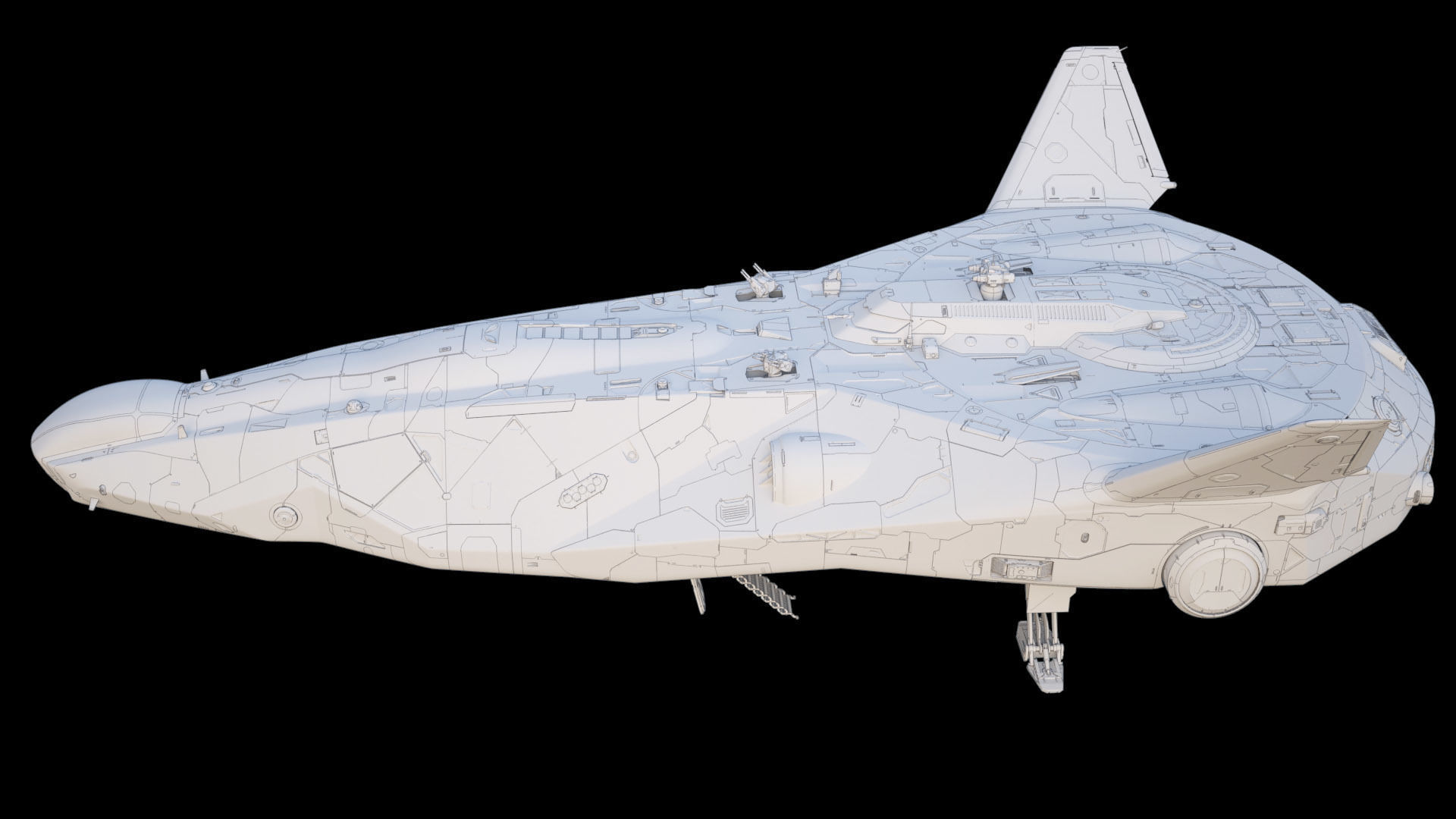 Sci-fi Corvette Greyhound 3D model_35